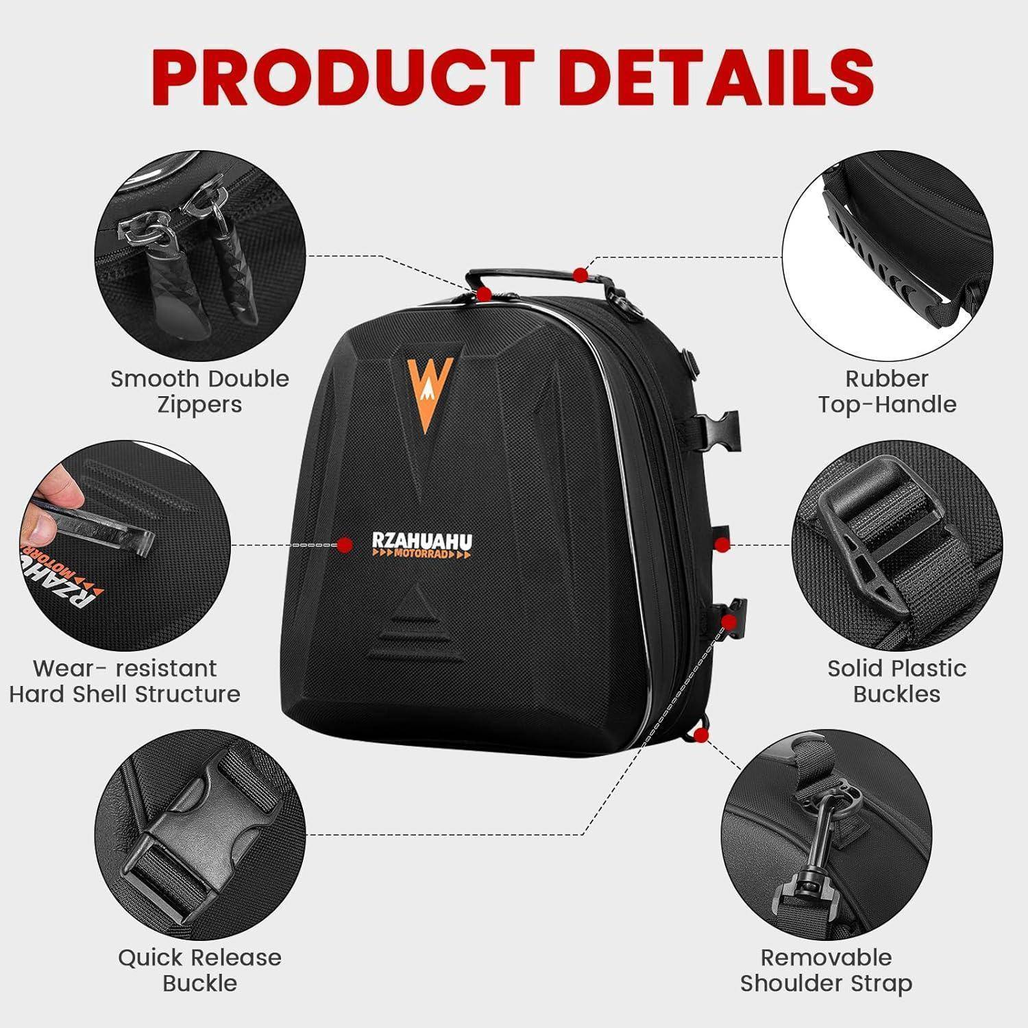 UBORSE Motorrad Hecktasche Wasserdicht Sozius Gepäcktasche Hecktasche Motorrad mit Erweiterbare Kapazität 20L-28L Hartschalen Motorräder Rucksack