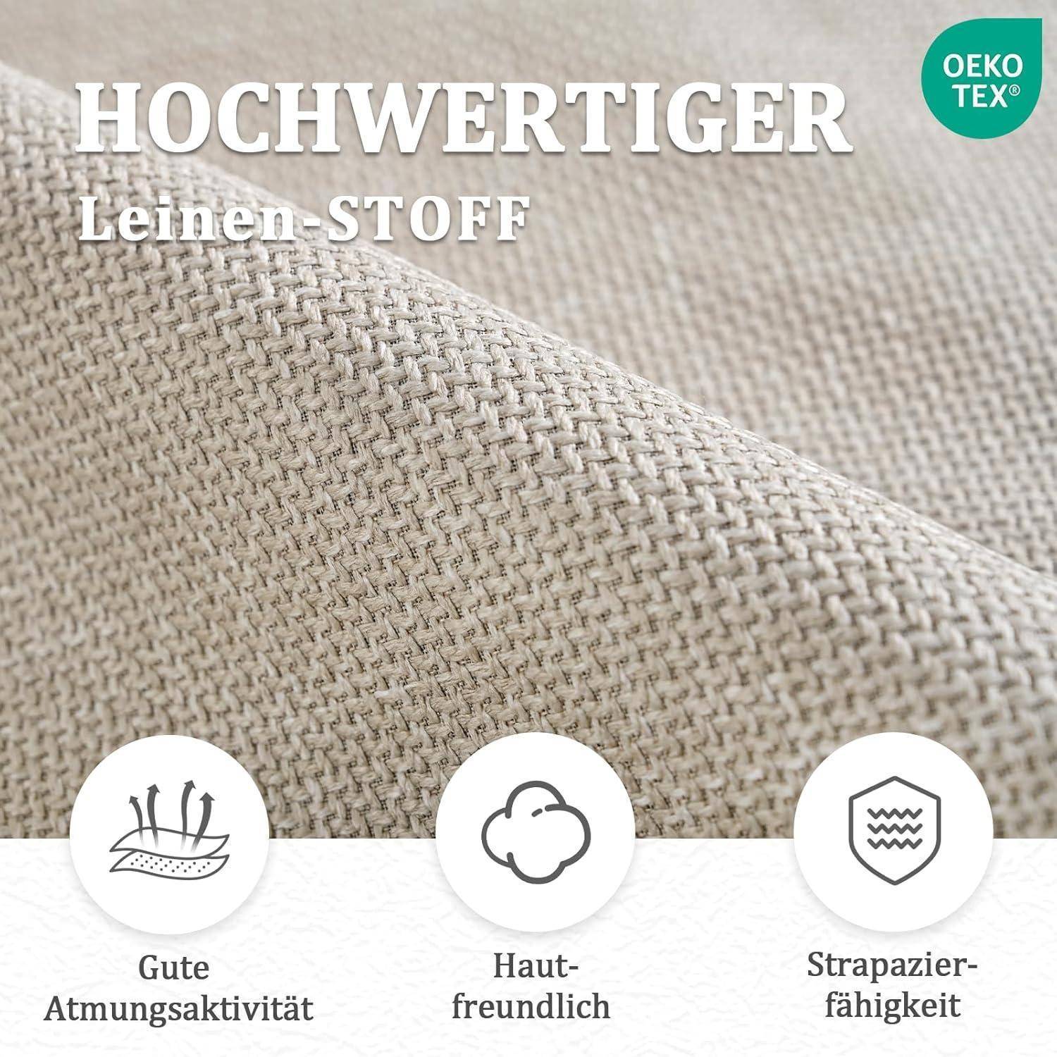 Esszimmerstühle Drehbar Beige 6er Set mit Armlehne, Küchenstuhl Polsterstuhl aus Leinen, Drehstuhl Esszimmer mit Hoher Rückenlehne und Metallbeine