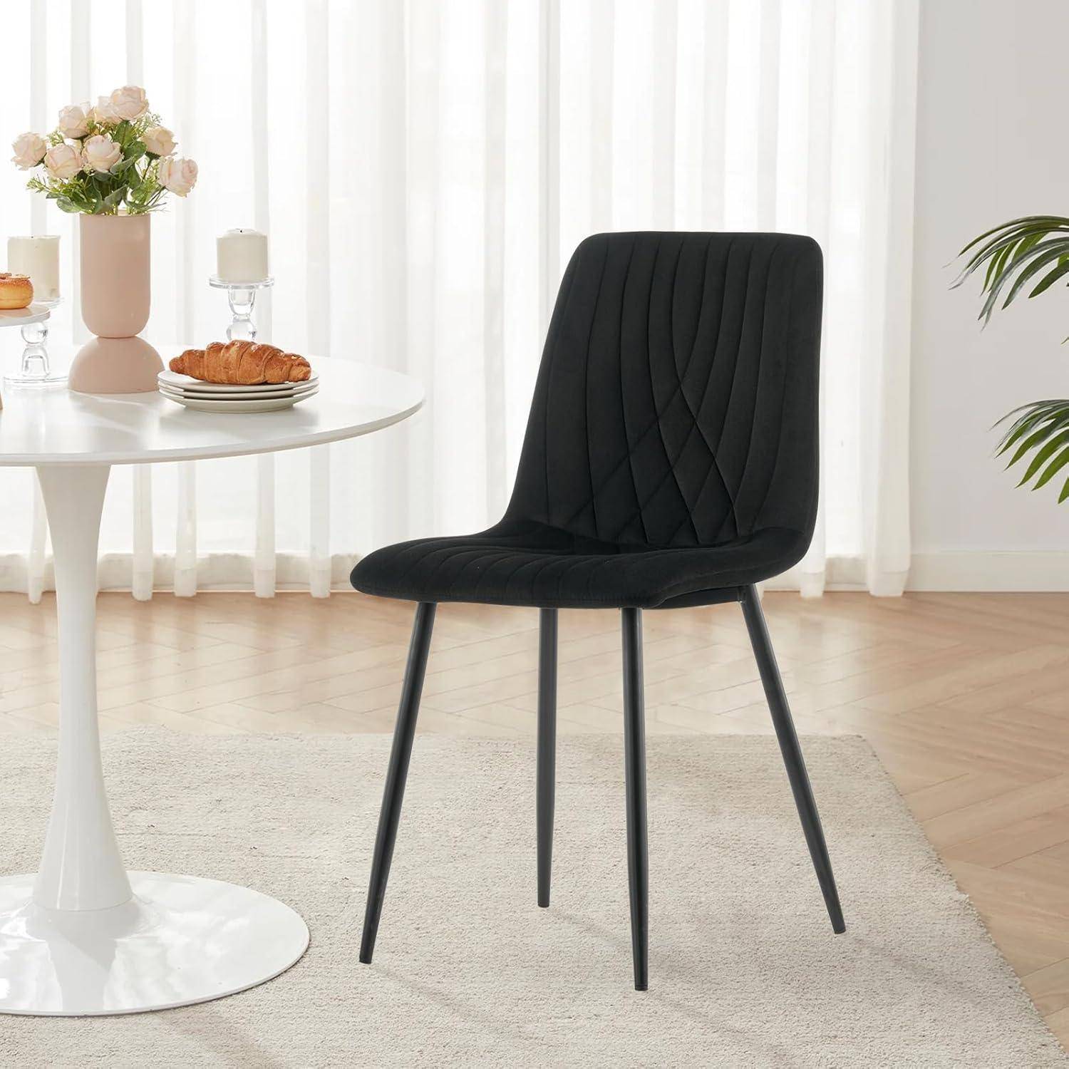 TUKAILAI Esszimmerstühle 2er-Set Samt, Ergonomischer Küchenstuhl Polsterstuhl mit Hoher Rückenlehne Metallbeine, Tragkraft 150kg, Moderne Gepolster
