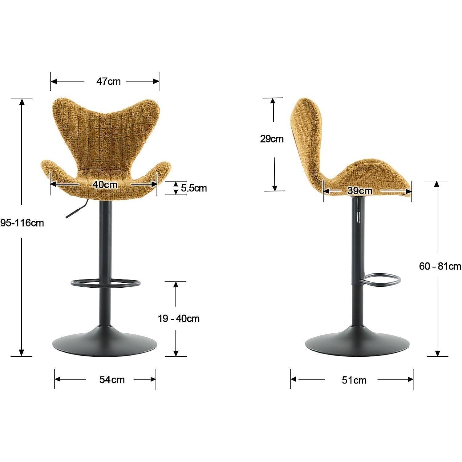 Moderne Barhocker 4er Set, Höhenverstellbar 360°Drehbar Barstühle Küchenstühle mit Stepp-Rückenlehne aus Chenille, Bar Stool für Theke Küche B