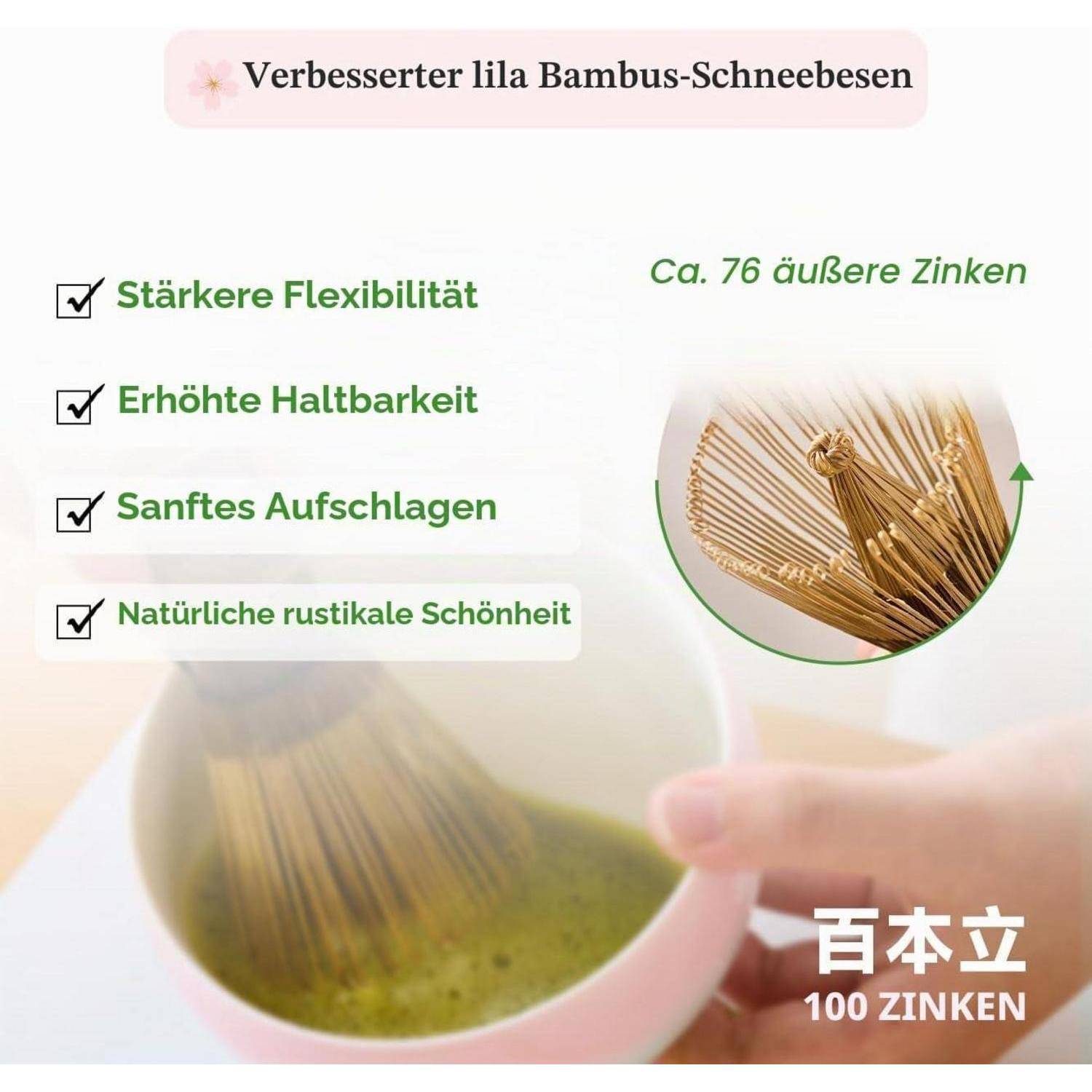 ComboJoy Matcha Set – Japanisches Teezeremonie-Set mit Keramikschale, violettem Bambusbesen (Chasen), Halter, Sieb &amp; Löffel – Komplettes Matcha S