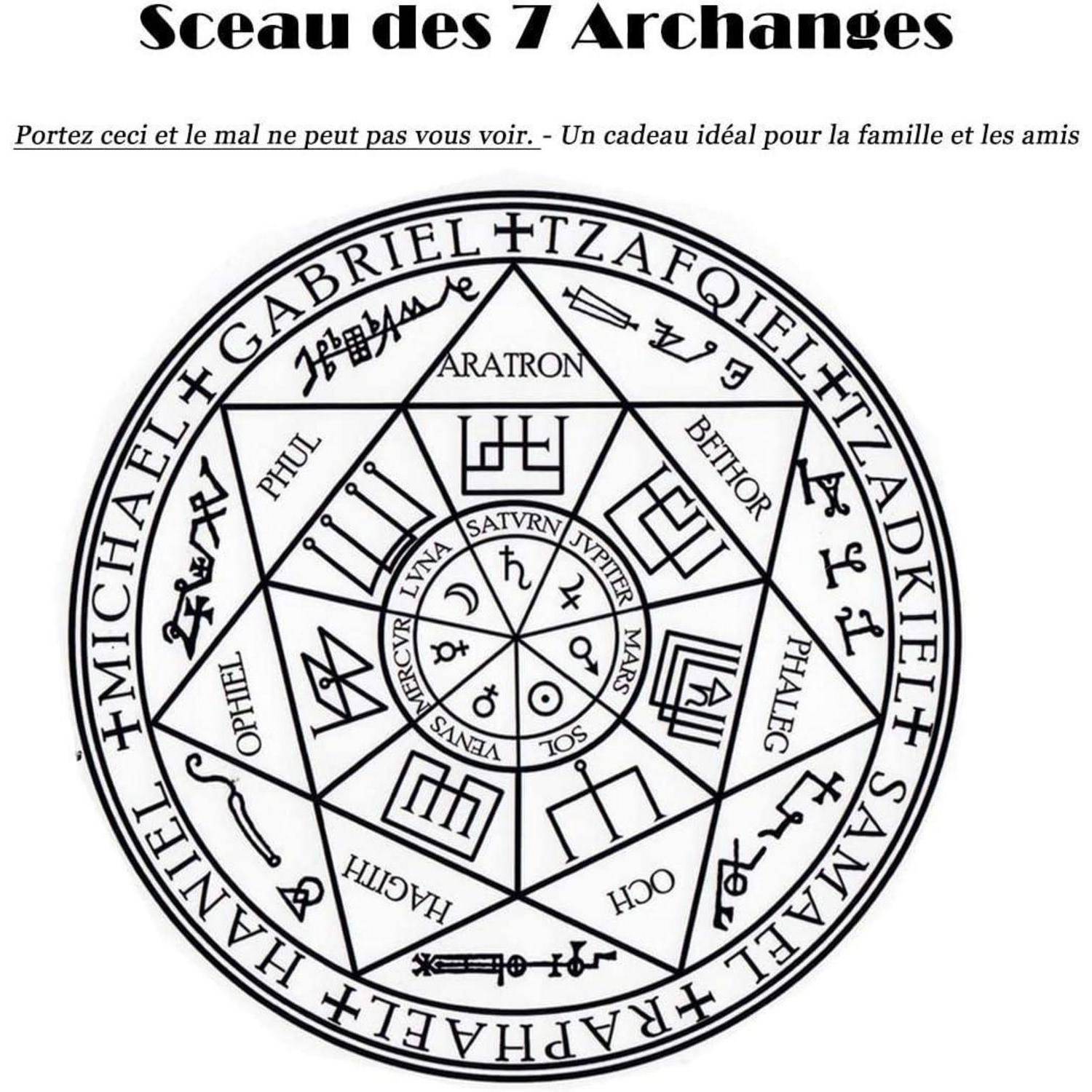 AFSTALR Halskette Herren 7 Erzengel Siegel Medaille Talisman Siegel der Sieben Erzengel Amulett Ketten Anhänger Edelstahl Solomon Schmuck für Herren