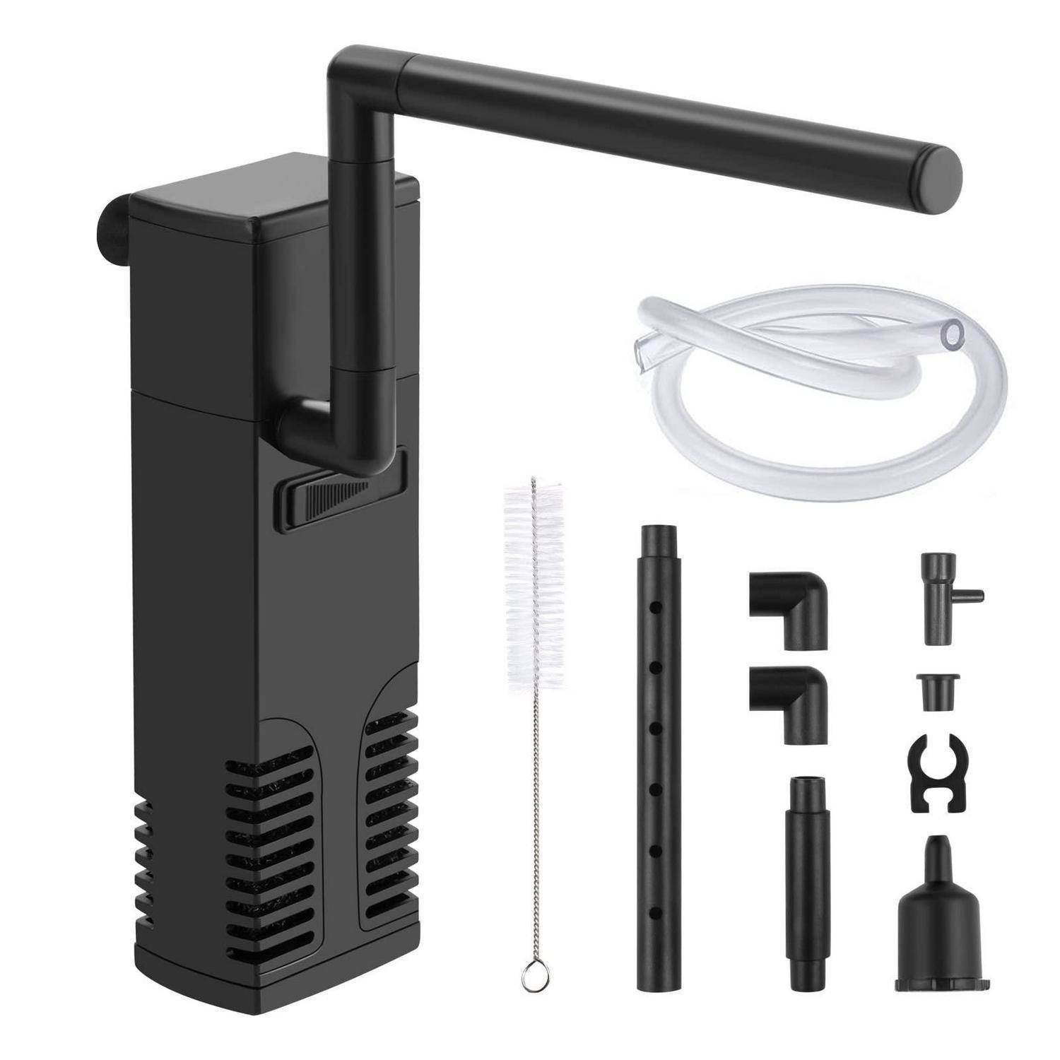 flintronic Aquarium Filter, 4W Aquarium Pumpe, 300L/H Aquarium Innenfilter | Einstellbarer Aquarium innenfilter Kleine Bürste