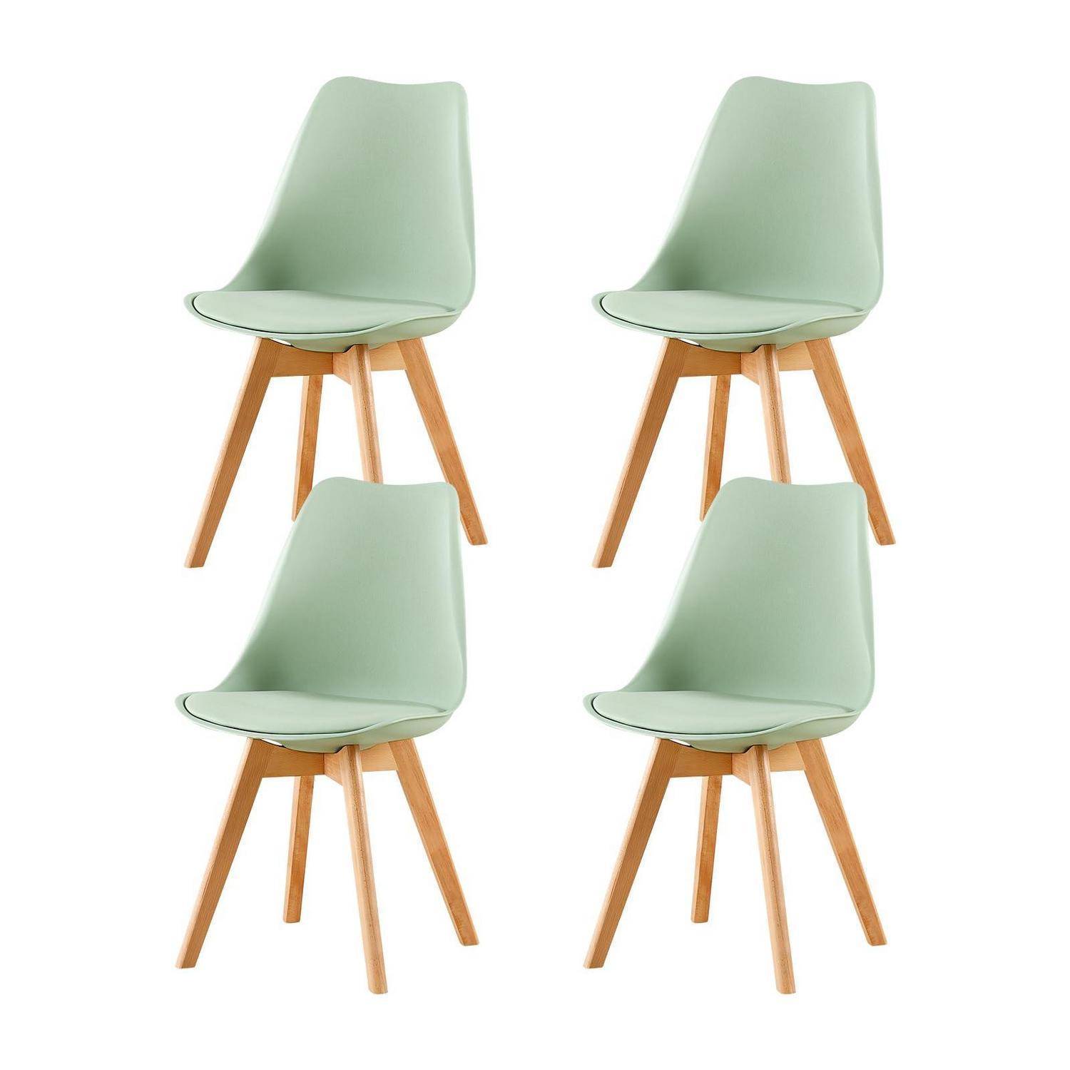 EGGREE 4er Set Esszimmerstuhl Skandinavischer SGS Geprüfter, Design Küchenstuhl Essstühle mit Polsterstuhl et Massivholz Buche Bein, Eiscreme-Grün