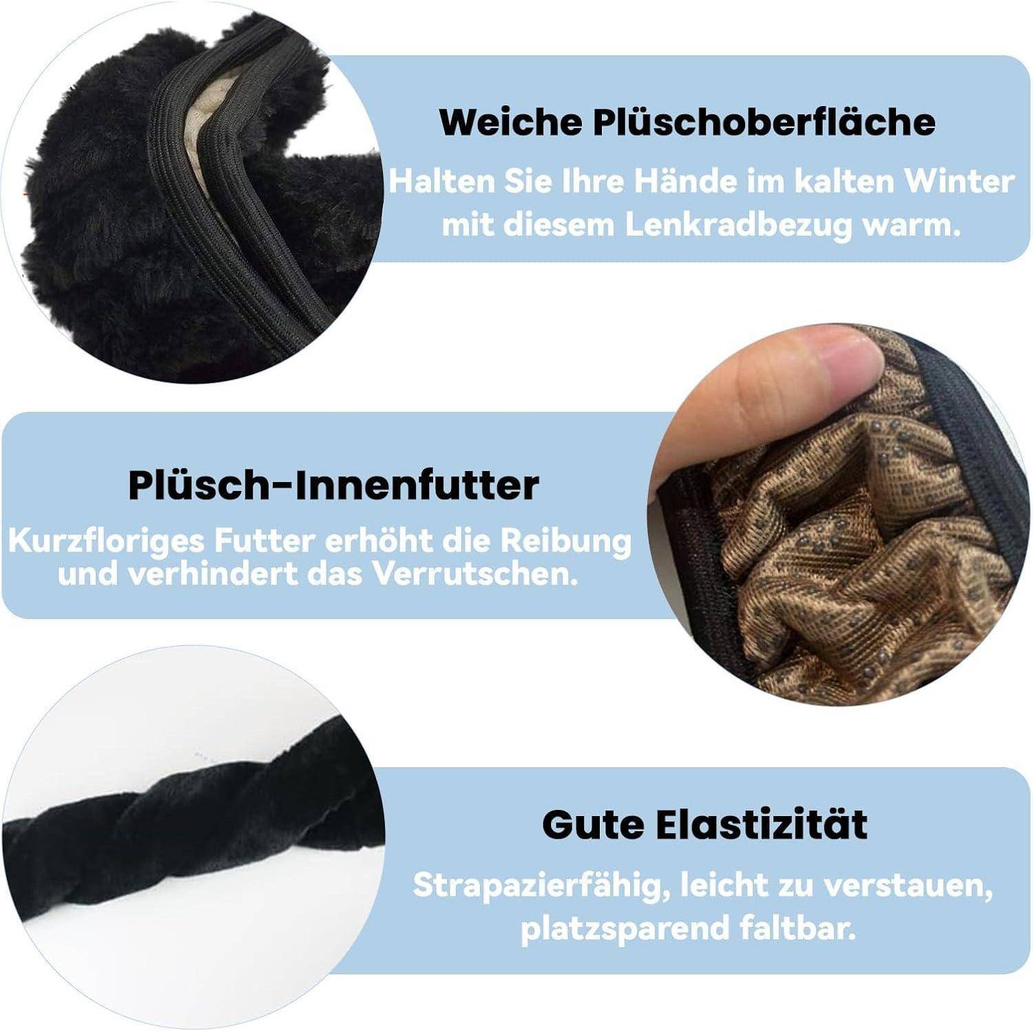 Winter Lenkradbezug, 37-39cm Universal Auto Lenkradabdeckung, Plüsch Lenkradbezug, Teleskop Lenkrad Lenkradhülle weich bequem Steering Lenkradschone