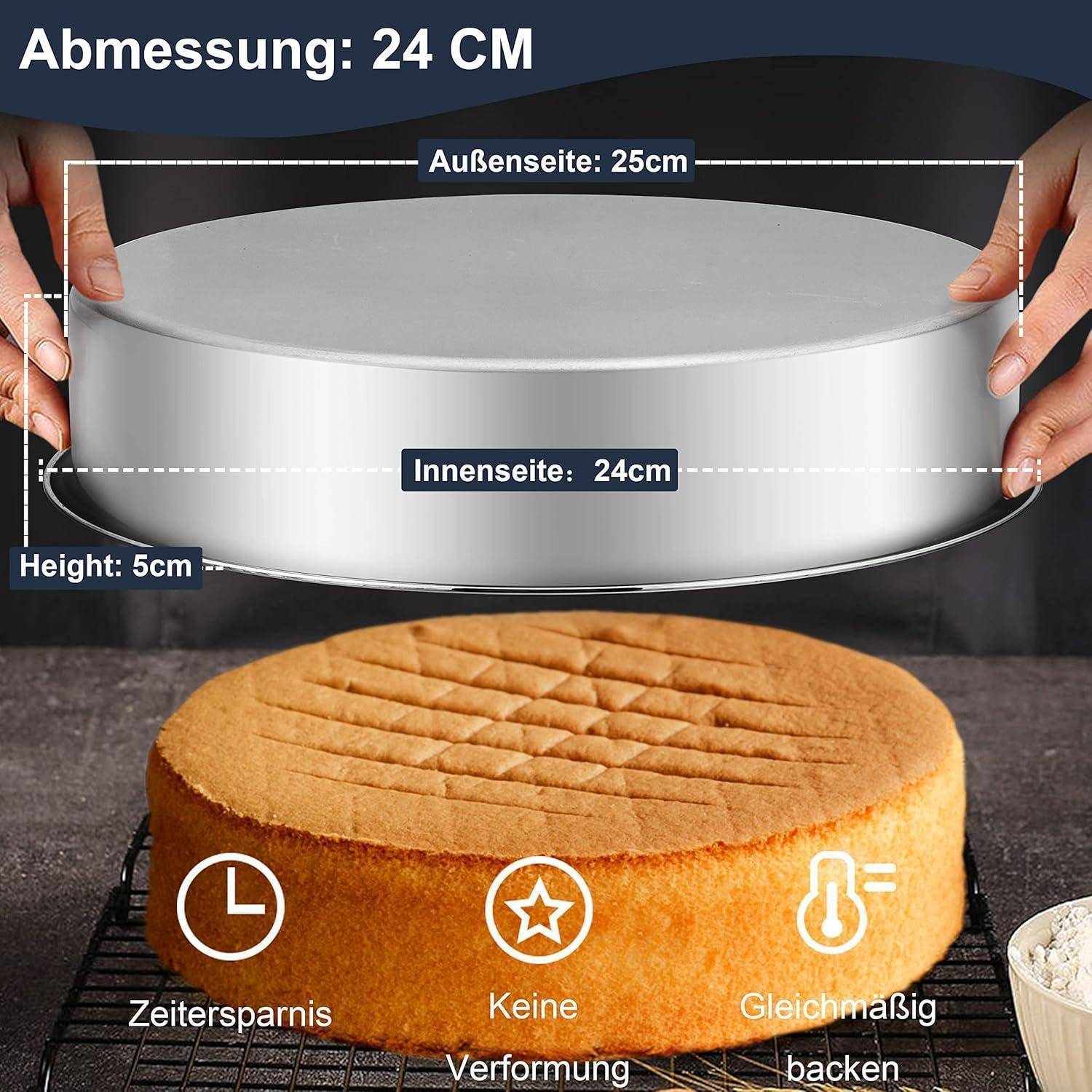 Joyfair Backform 2er Set, Edelstahl Kuchenform Rund Kuchenbackform, Gesund &amp; Ungiftig, Leicht zu Reinigen &amp; Spülmaschinenfest - 25cm