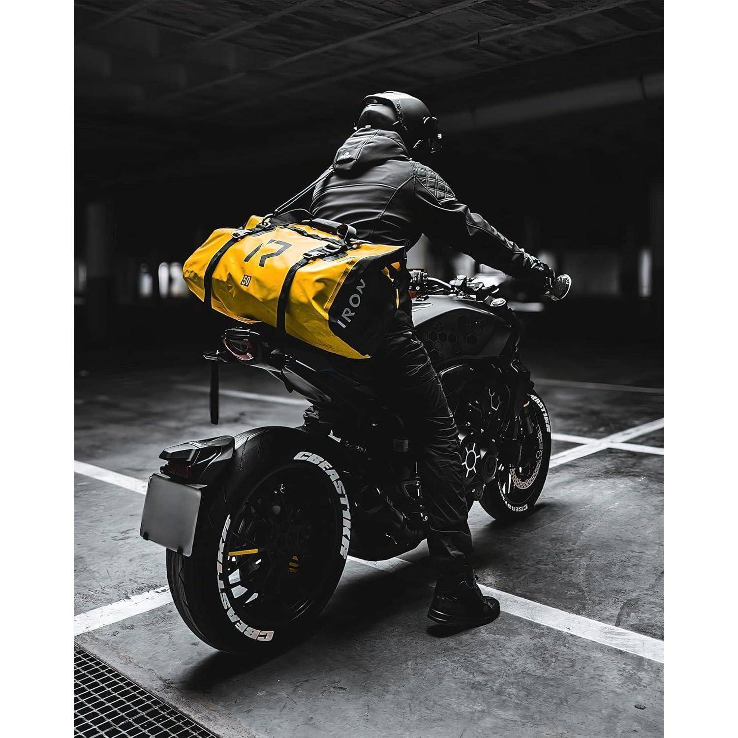 BORLENI Motorrad Hecktasche Gepäckrolle wasserdicht 30L – Premium Motorradtasche mit Rolltop, Reflektoren, MOLLE-System, Reisetasche &amp; Satteltasche