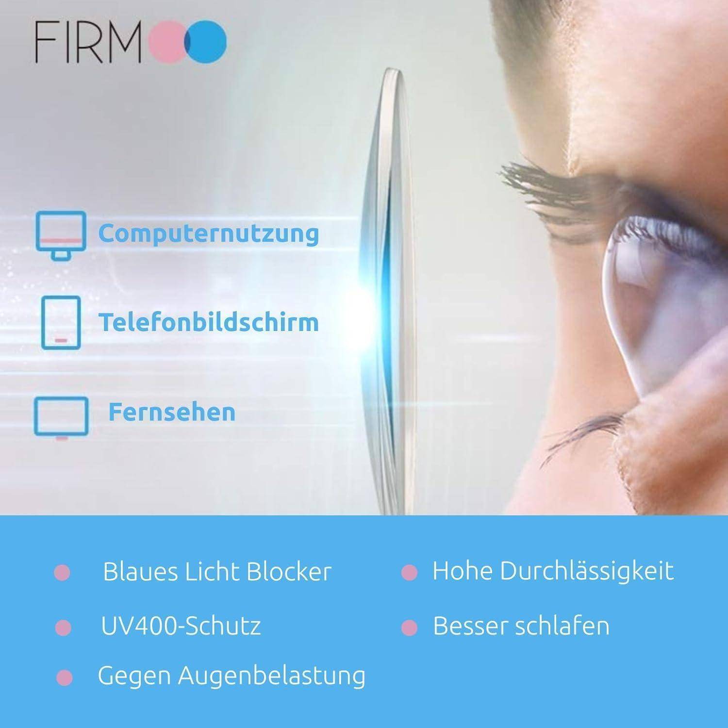 Firmoo Blaulicht Brille Computerbrille für Bildschirme, Blaulicht UV Schutzbrille Damen Herren TR90 Klar Rosa 0.00x Klar Rosa