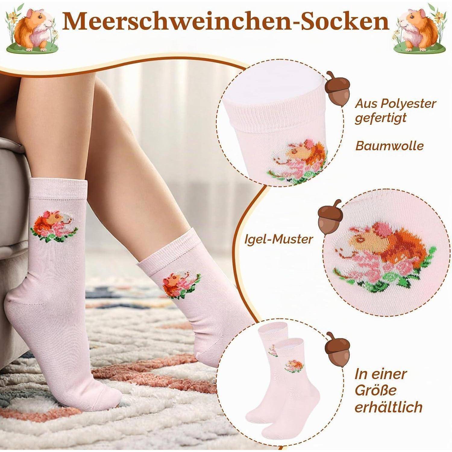 Photect 3 Stücke Tierliebhaber Geschenkset für Frauen inklusive Kosmetiktasche Edelstahl-Schlüsselanhänger und Socken mit Tierdrucke zum Geburtsta
