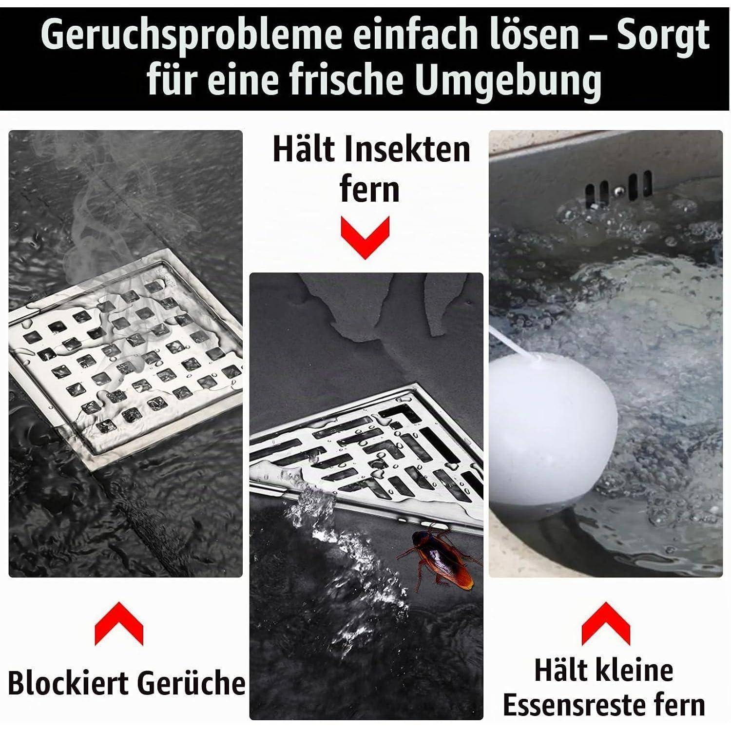 4 Stück Silikon Bodenablauf Abdeckung, 20×20cm Quadrat Wannenstopfen | Anti-Geruchs Bodenablauf Matte, Wannenstopper, Bodenablaufmatte, Universal Ab