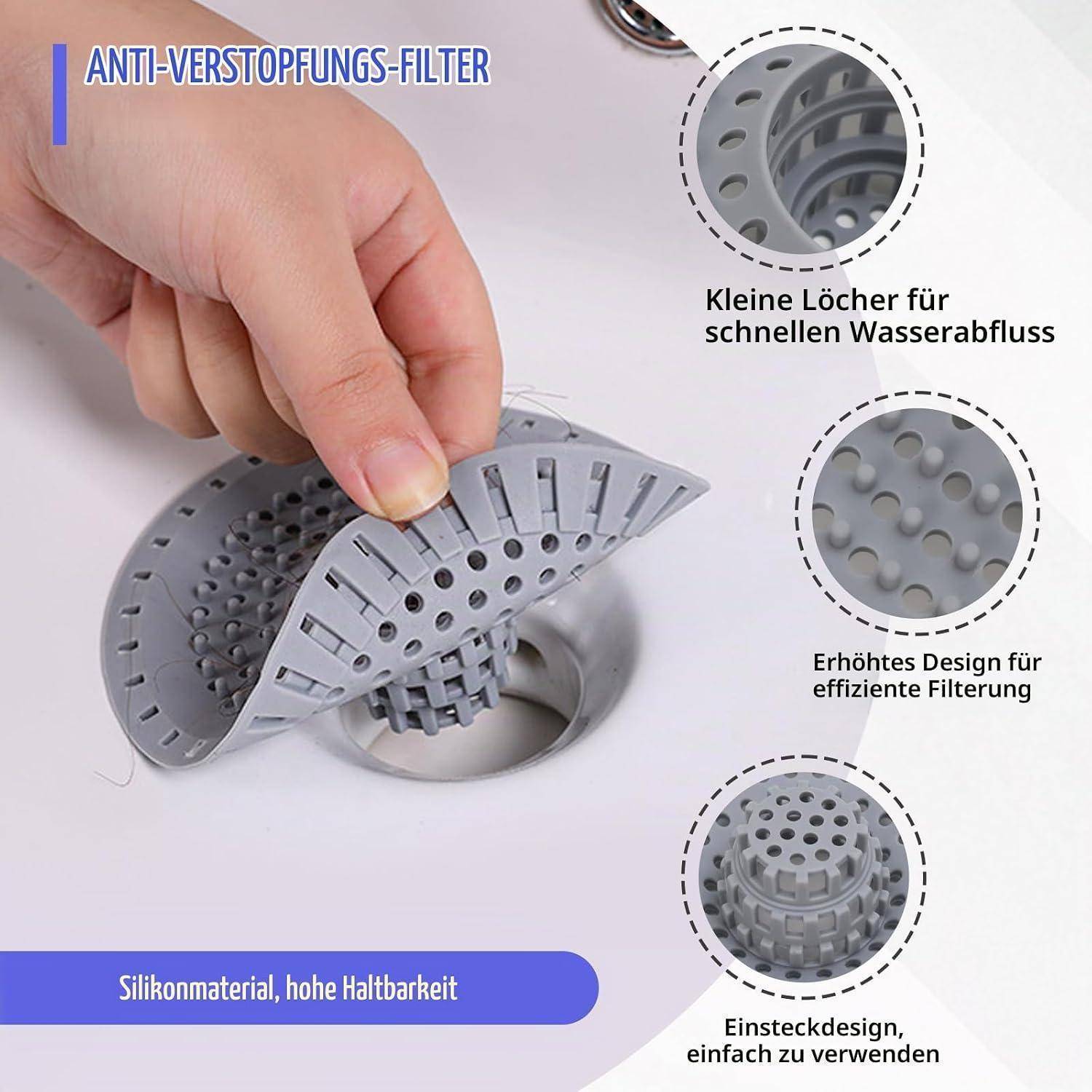 Abflusssieb dusche Silikon, haarsieb duschrinne, Duschsieb abfluss Haare spüle Haarfänger Badewanne Waschbecken Abflusssie Spülbecken Sieb Bodenabf
