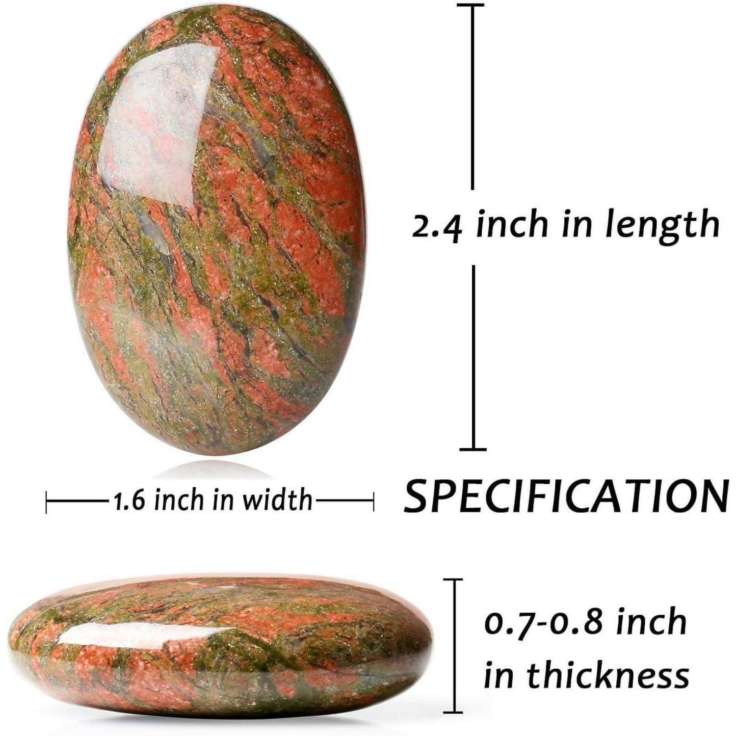 XIANNVXI 2.4" Groß Kristalle Unakite Sorgensteine Natürliche Edelsteine Kristallstein Poliert Oval Palme Tasche Stein Massage Reiki Heilstein 1PC