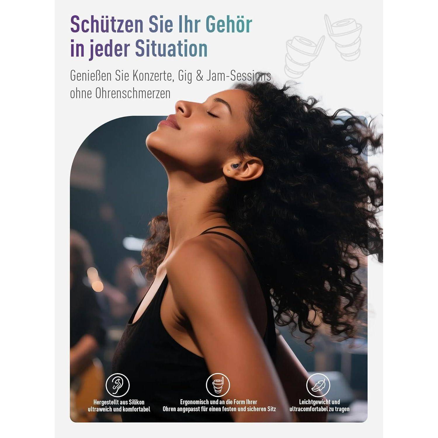 Hearprotek Ohrstöpsel Konzert, 2 Paar gehörschutz Ohrenstöpsel-ohrenschutz lärmschutz geräuschunterdrückende für festival flugzeug arbeit musik