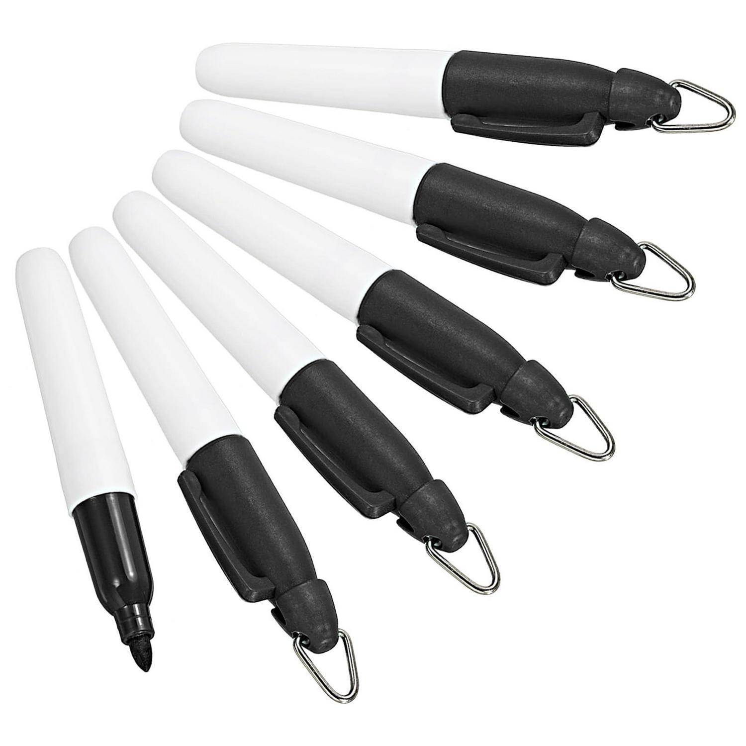 PATIKIL Mini Permanent Marker, 6er Pack Golfball-Marker-Stifte mit Schlüsselanhänger-Clip für Büro, Meetings und Outdoor-Aktivitäten, Schwarz