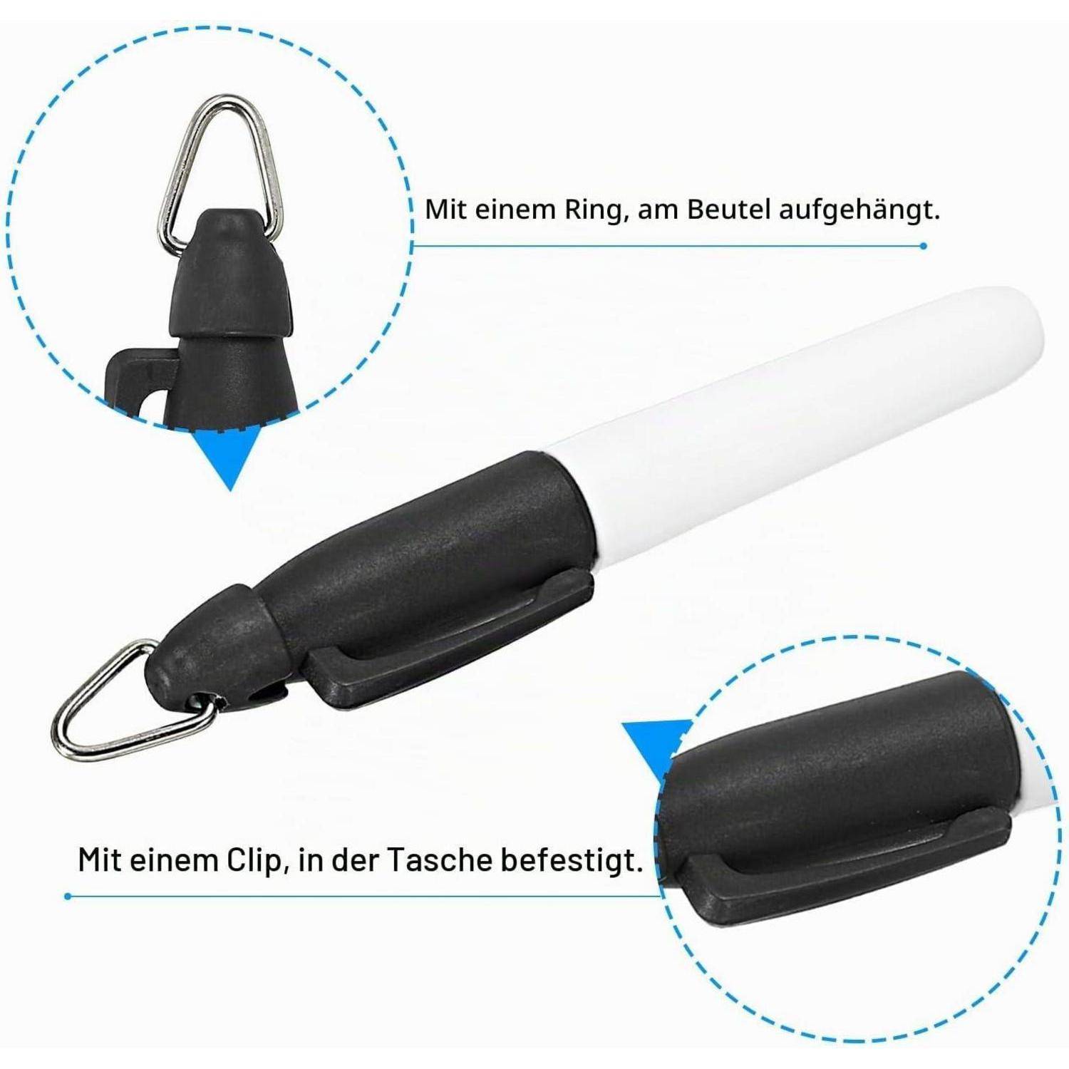 PATIKIL Mini Permanent Marker, 6er Pack Golfball-Marker-Stifte mit Schlüsselanhänger-Clip für Büro, Meetings und Outdoor-Aktivitäten, Schwarz