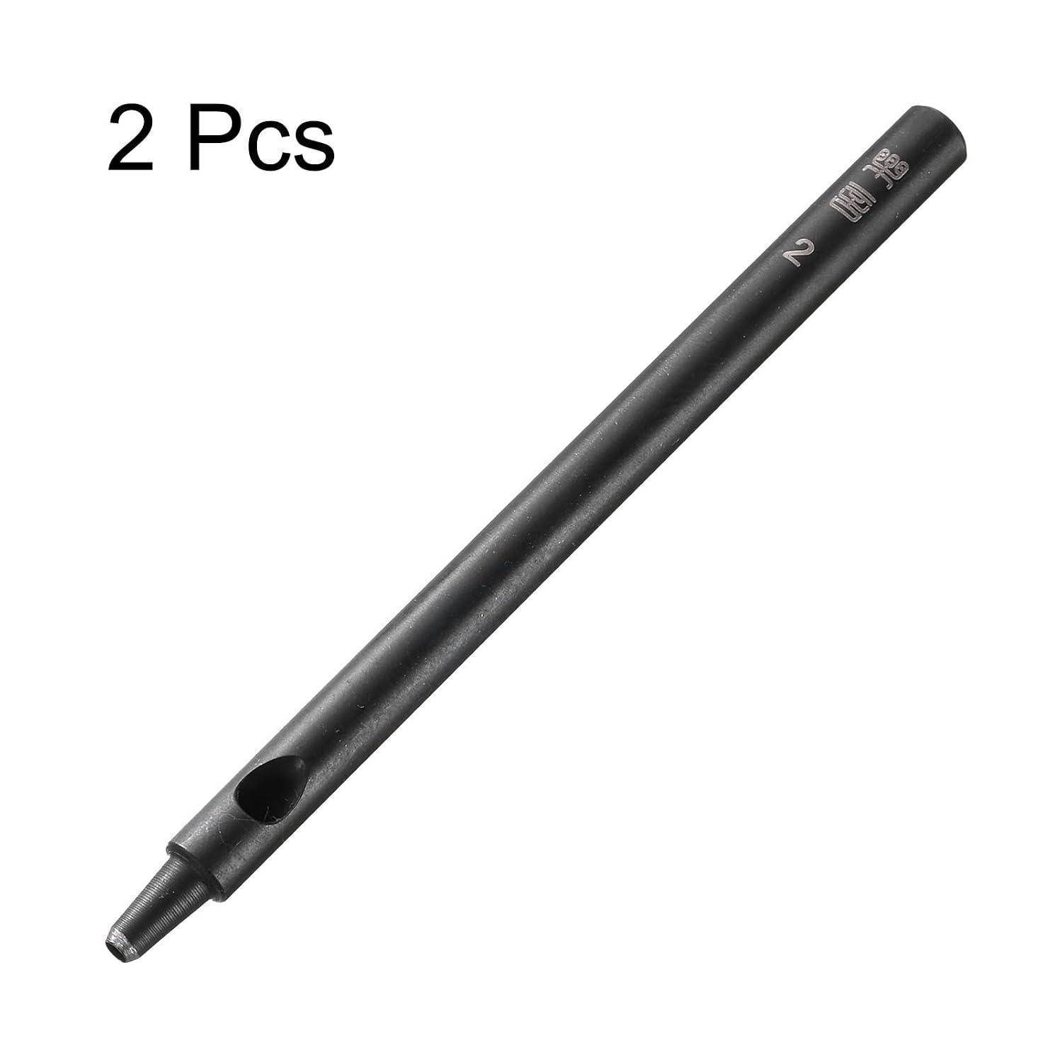Schwarzes Metalwerkzeug oder Locher mit der Bezeichnung „2", dargestellt als einzelner zylindrischer Stab auf weißem Untergrund, mit „2 Pcs"" zur Angabe eines zweiteiligen Sets.