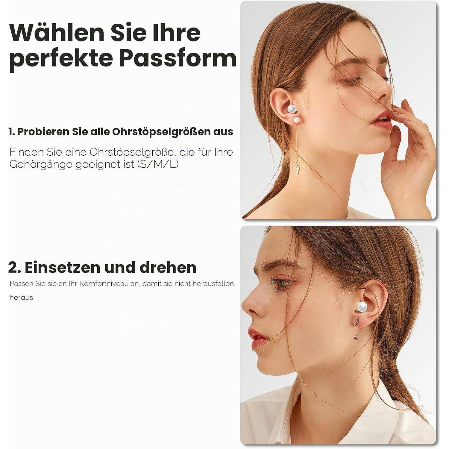 JUSTRVN Ohrstö psel- 2 Paar Ohrstö psel für Schlaf, stilvolle Gehörschutz-Ohrstöpsel, Geräuschunterdrückung, Ohrstöpsel für Konzerte, Live-Ev