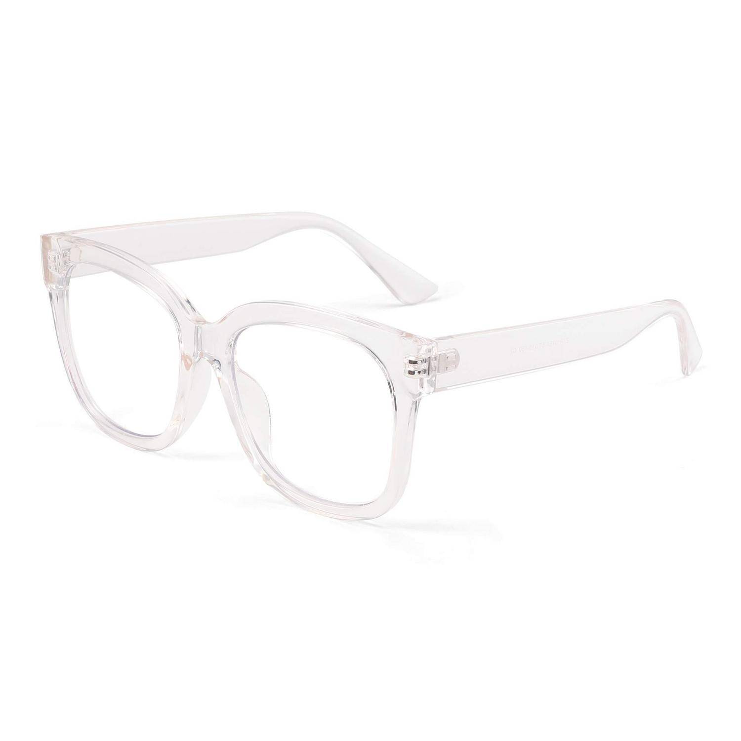 JIM HALO Blaulichtblockerbrille für Damen Übergroße Quadratische Computerbrille Metall-CP-Bügel Clear