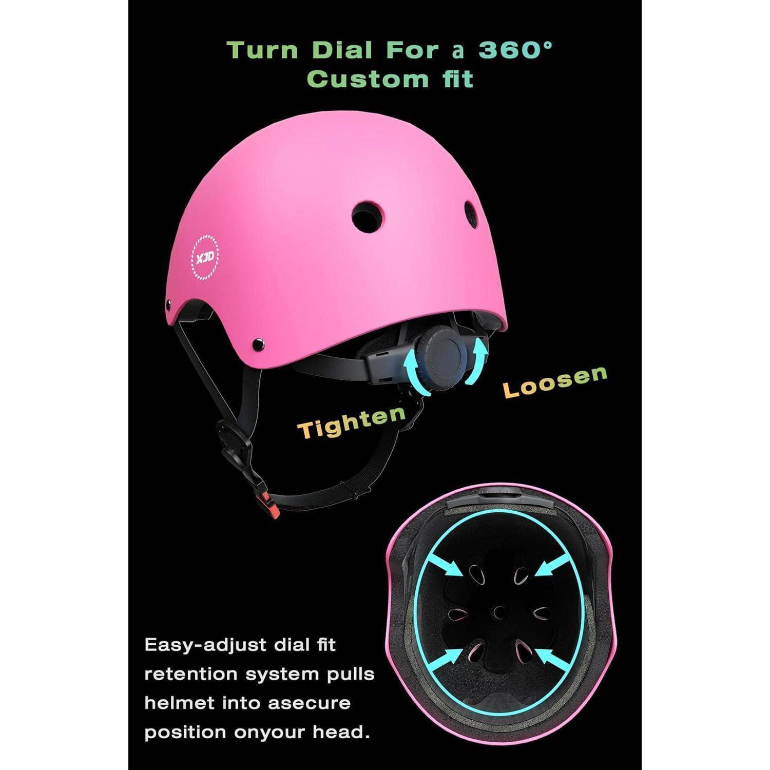XJD Fahrradhelm Kinder Helm, Einstellbare Kinderhelm Skaterhelm für Fahrrad Skateboard Scooter Roller Kinderfahrradhelm für 3-13 Alt Mädchen und Ju