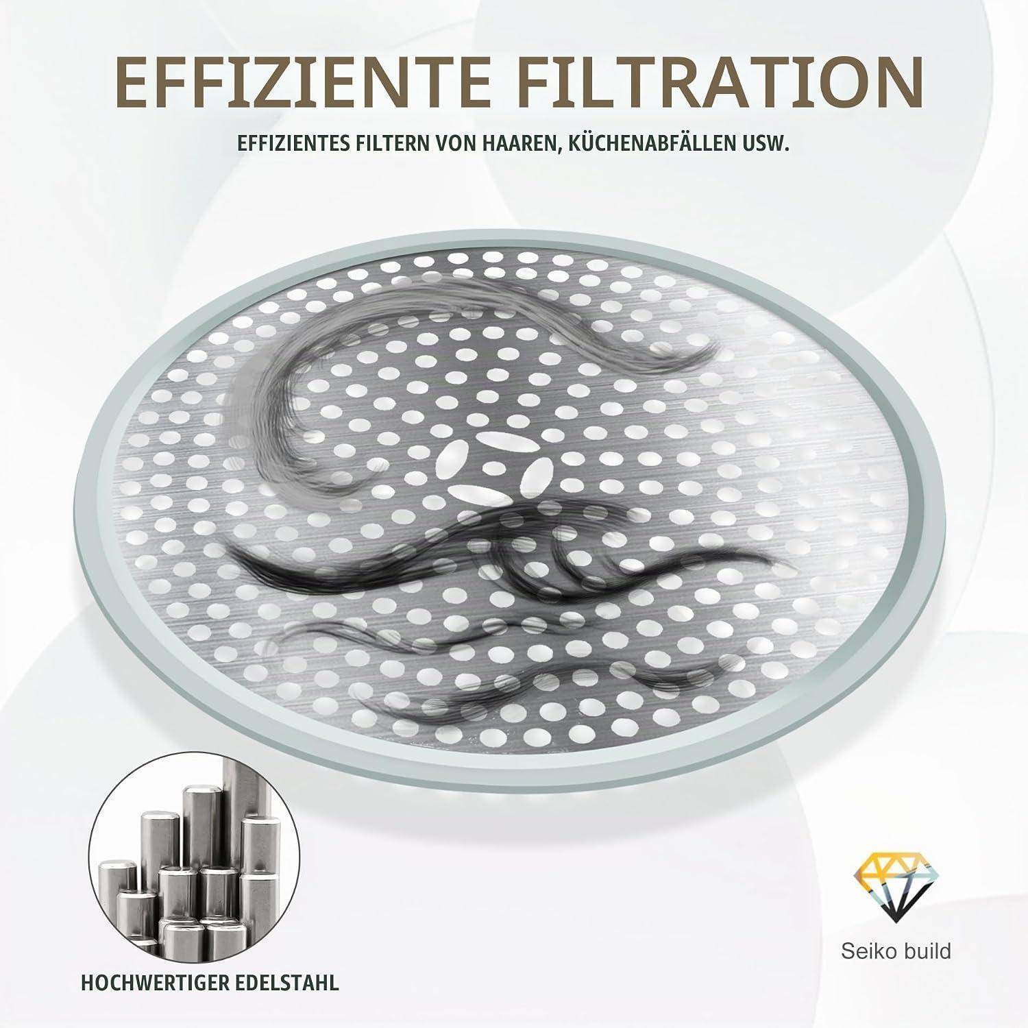 Shower Drain Protector Edelstahl, Haarsieb Dusche Badewannen, Sieb für Dusche Abflusssieb, Abflusssieb Drain Protector für Duschwanne, mit Pinzette