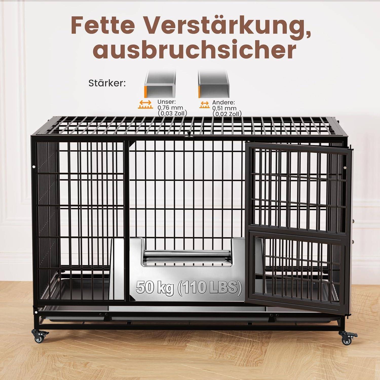 Gardner Pet Hundekäfig faltbar, Hundebox mit 3 Türen, 82 x 52 x 56 cm, Transportkäfig für Kleine Hunde mit Höhenangst, Haustierkäfig mit festste