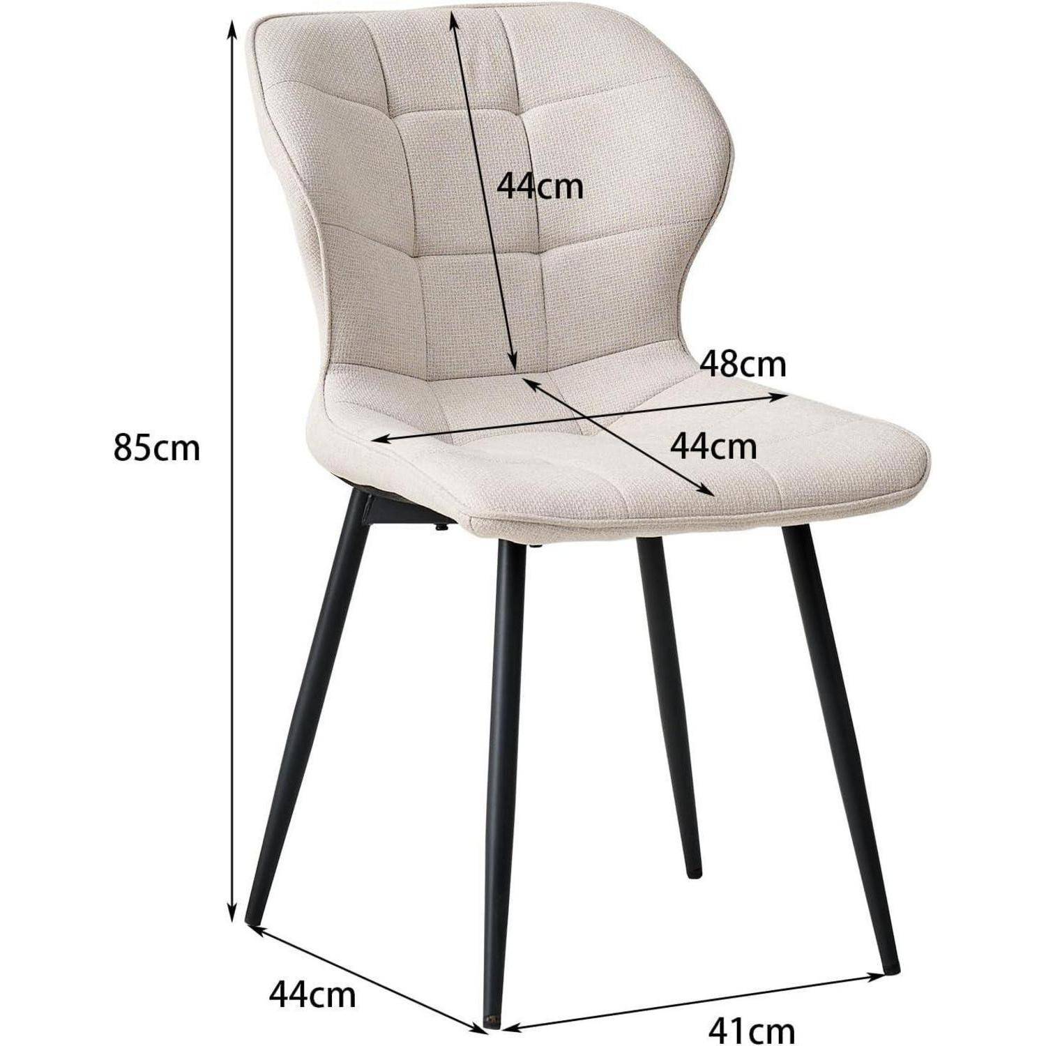 4er-Set Esszimmerstühle aus Leinen, Nordische Moderne Leichte Küchenstühle mit Metallbeinen für Wohnzimmer und Schlafzimmer - Beige Beige 4er Set