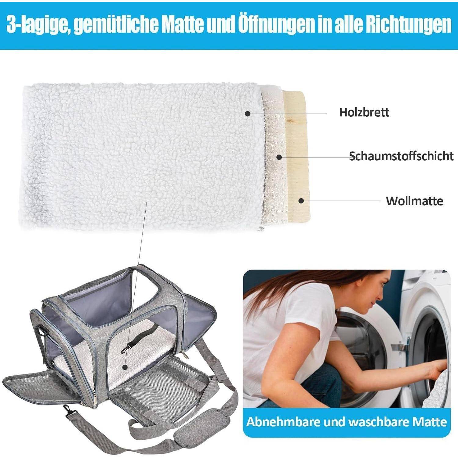 Transporttasche für Katze Hund, Hundetransportbox, Faltbare Katzentransportbox, tragbar, 8kg Katzen Hunde Tragebox, für mittelgroße Hunde, Katze (G