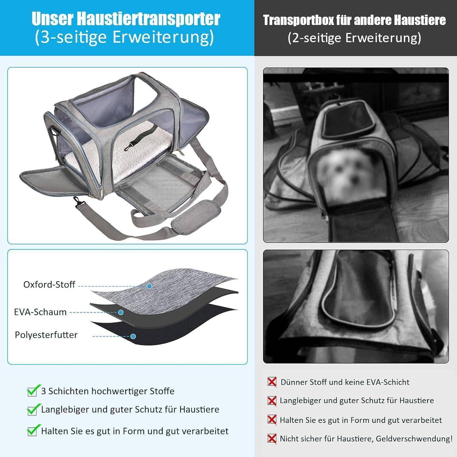 Transporttasche für Katze Hund, Hundetransportbox, Faltbare Katzentransportbox, tragbar, 8kg Katzen Hunde Tragebox, für mittelgroße Hunde, Katze (G