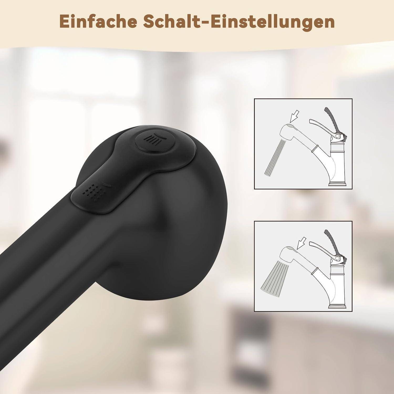 Schwarzer Küchenarmatursprühkopf mit Anzeige von 
