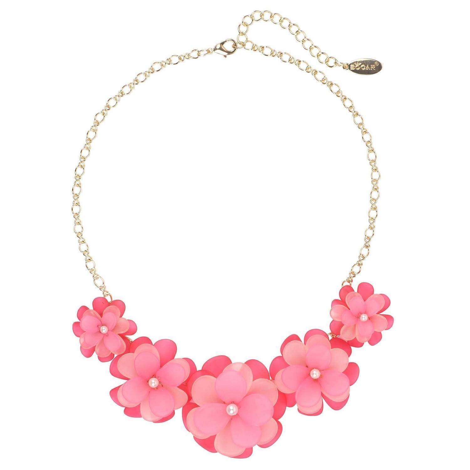 Goldkettenhals mit Anhänger aus rosa Blütentraube und verstellbarem Verschluss