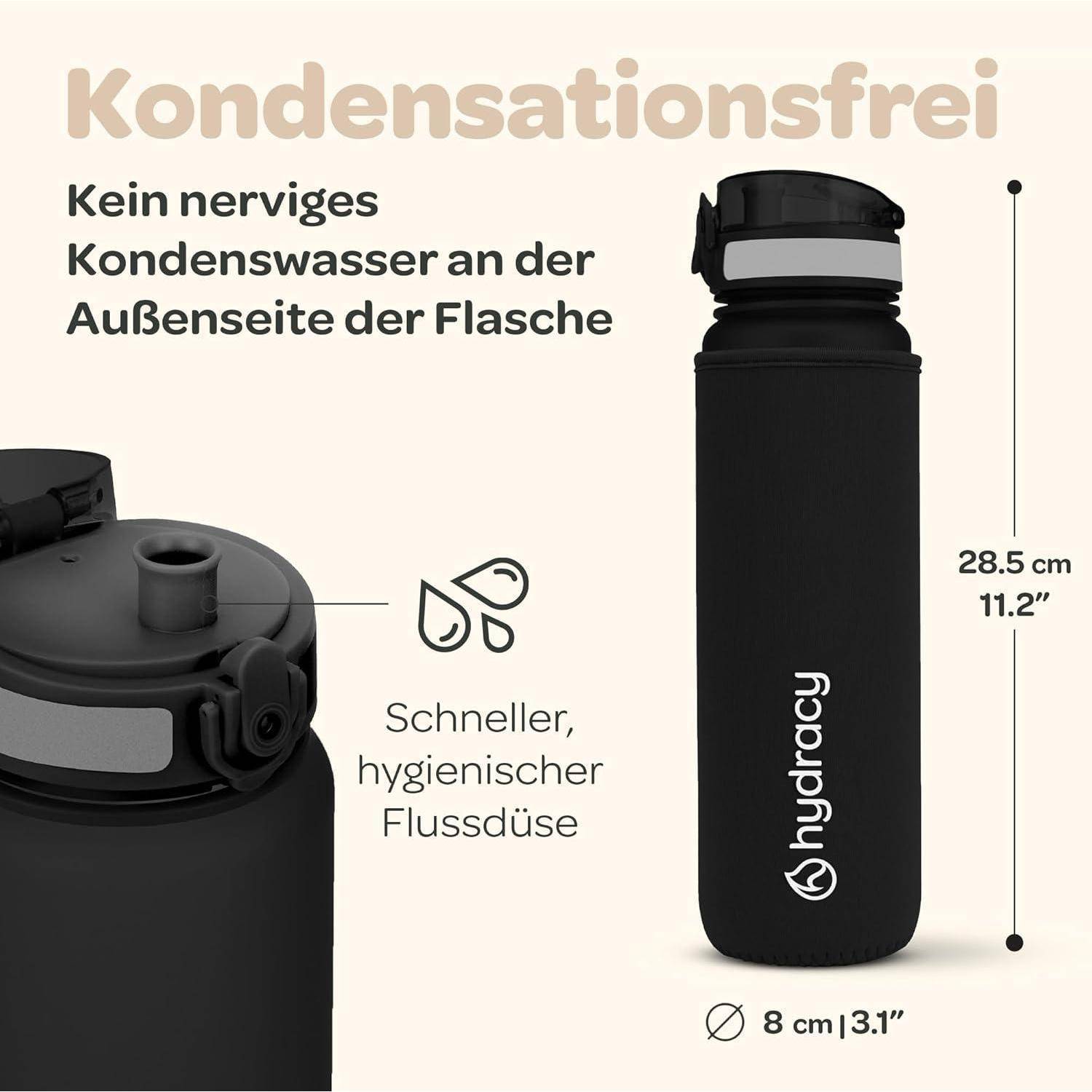 Hydracy Trinkflasche mit Fruchteinsatz - 1L Wasserflasche - BPA-freie Trinkflasche mit Zeitmarkierung Auslaufsichere Sportflasche