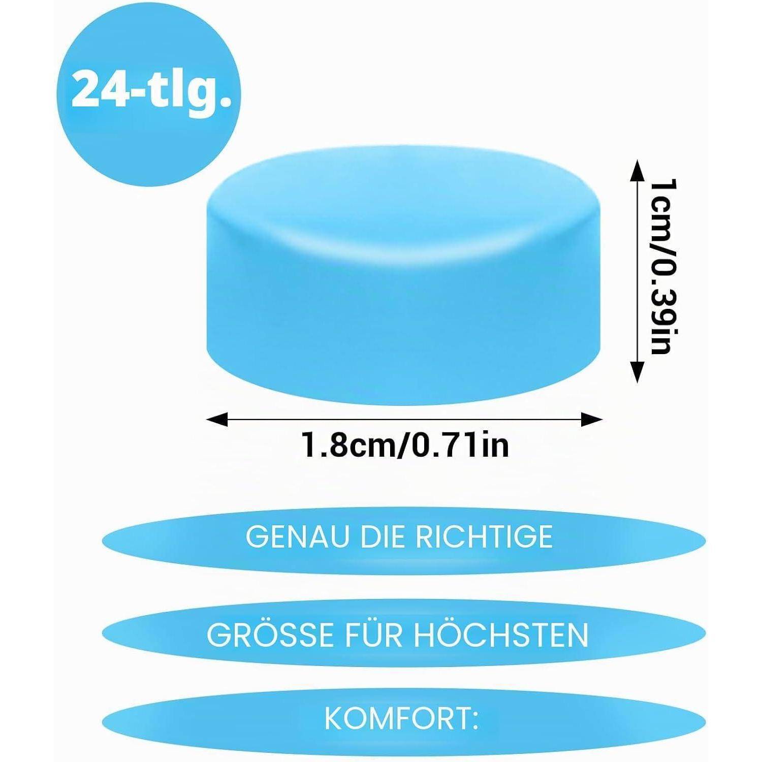Blaues zylindrisches Kissen mit der Bezeichnung „24-tlg.