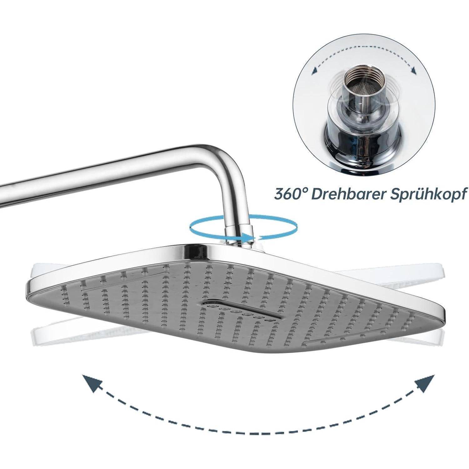 12 Zoll Duschkopf Regendusche, Fester Regenduschkopf Duschbrause mit Anti-Kalk-Düsen, Wasserfall Wassersparend Kopfbrause für Badezimmer 11 inch Qua