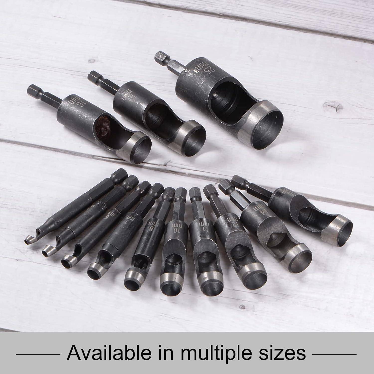sourcing map 2 Stück 21 mm Lochstanzer für Leder, Locheisen mit 1/4 Zoll Sechskantschaft für Bohrer, Lochstanze Einzelstanze für Gürtel Uhrenarmb