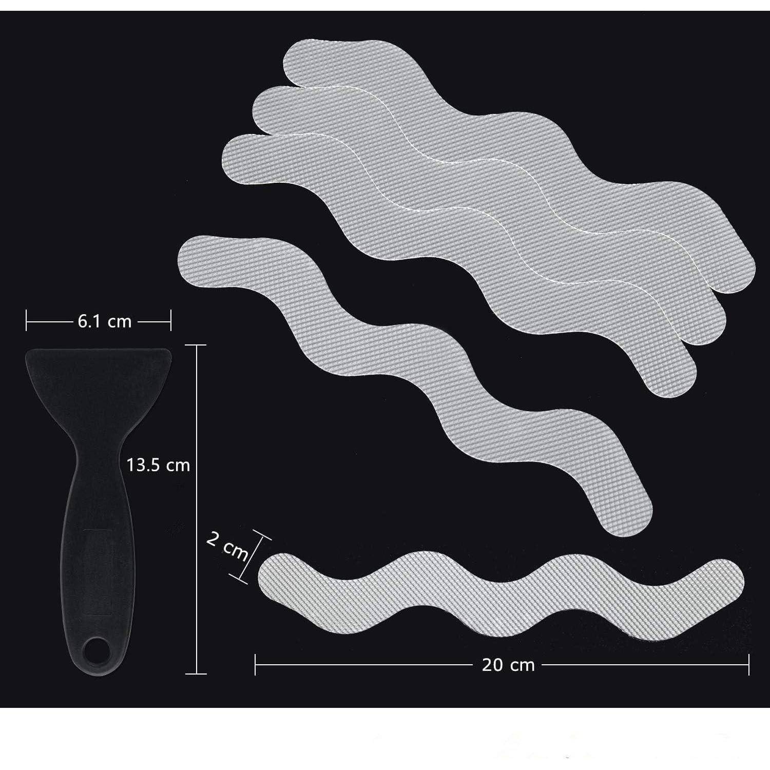 Schwarzweiße Produktabbildung eines tragbaren gewellten Reinigungsbürste mit Griff und drei strukturierten Pads mit den Abmessungen 20 cm, 13,5 cm, 6,1 cm und 2 cm.