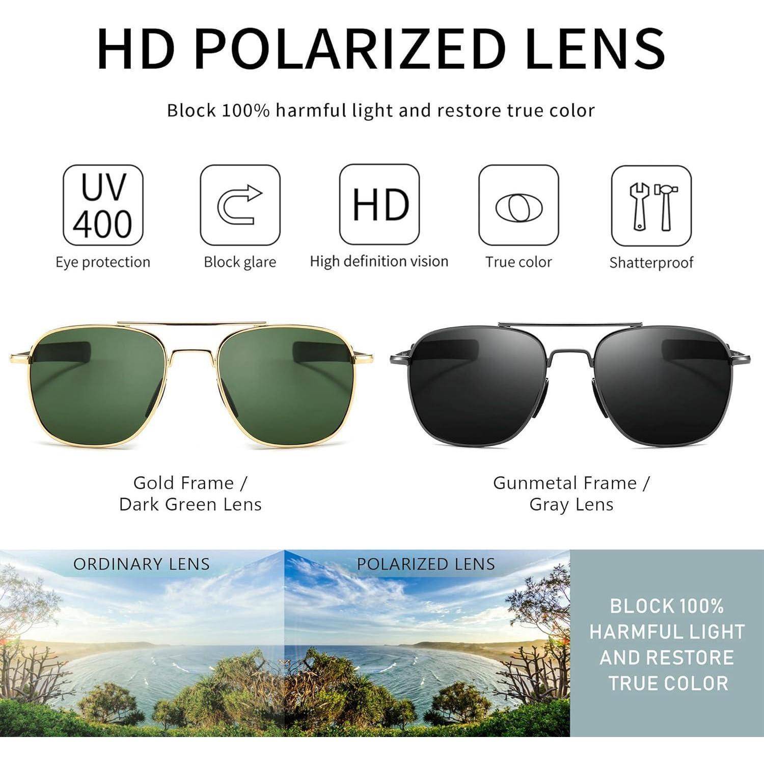 SUNGAIT Herren Militär Sonnenbrille Polarisierte Pilot Style - Bajonett-Tempel A285QKYS-DE
