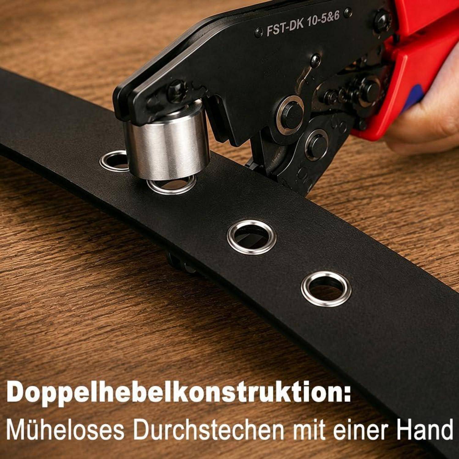 Ösenzange Set mit 500 Rostfreien Ösen (250pcs Ø 6mm &amp; 250pcs Ø 10mm) Magnetische Ösenpresse, Ratsche Ösenstanze mit Wechselbarem Stanzkopf, Öse