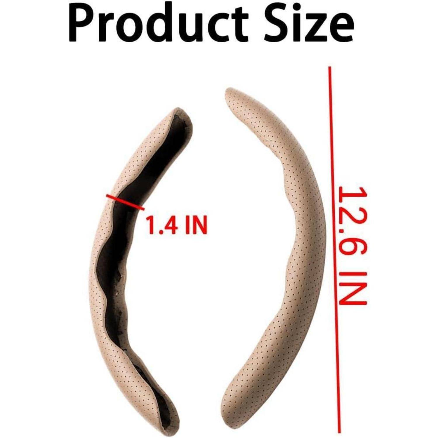 Produktgrößendiagramm mit einem gekrümmten Kissen oder Polster, 12,6 Zoll lang und 1,4 Zoll breit.