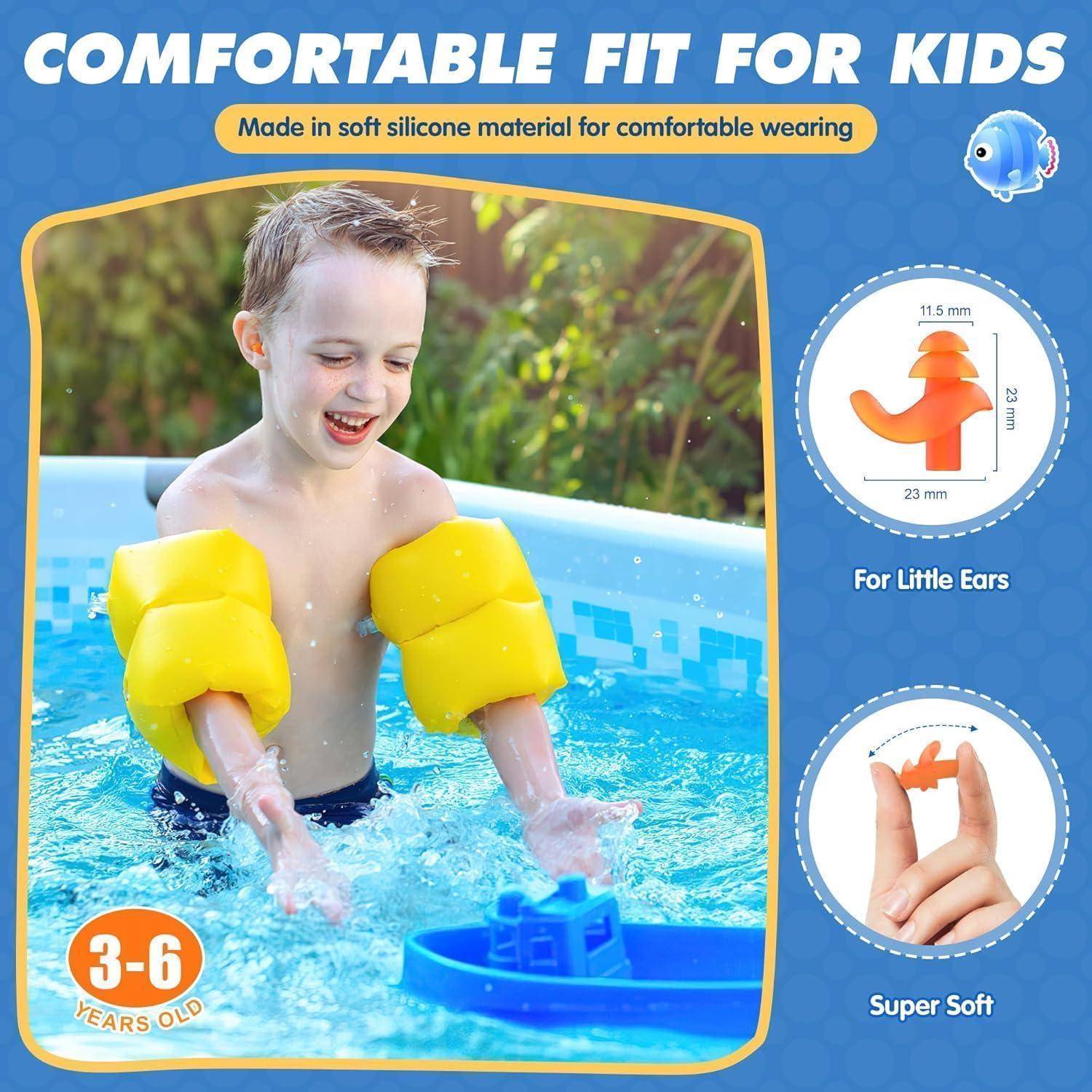 Hearprotek Ohrstöpsel Schwimmen Kinder, 2 Paar wasserdichte Wiederverwendbare Silikon Ohrstöpsel für Schwimmer beim Duschen beim Surfen und Anderen