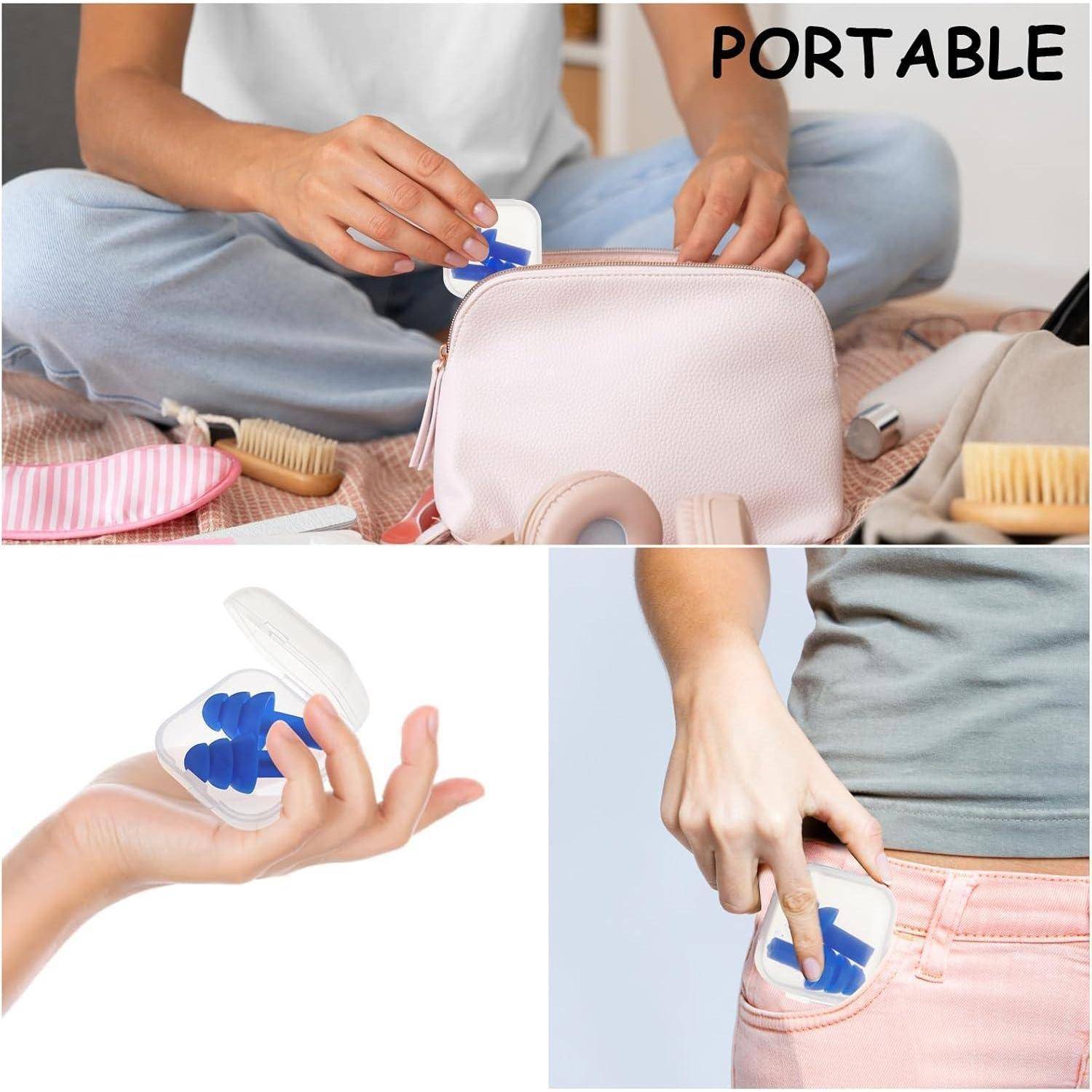 Tragbares Reisepflegeset mit kompaktem rosa Etui und Bürstenzubehör, das verwendet und in einer Tasche mitgeführt wird.