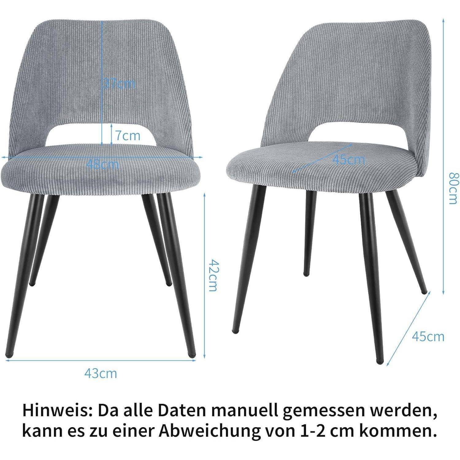 Esszimmerstühle 6er Set, Stühle Esszimmer, Küchenstühle, Wohnzimmer Essstühle mit Ausschnitt Rückenlehne Streifen Samt Stuhl, Gepolsterte Stühl