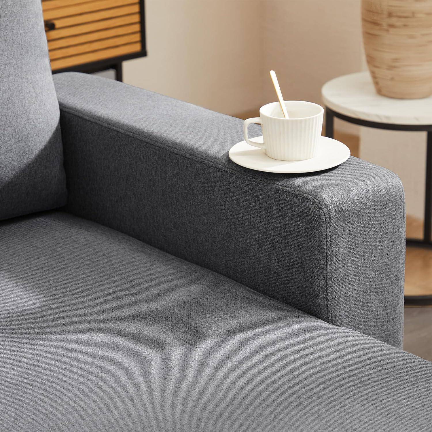 ZYLOYAL10 Schlafsofa mit Schlaffunktion, L-förmiges Sofa, Moderne Design-Polstermöbel, Sofa-Chaiselongue mit Stauraum, mit Taschenbecherhalter, Wohn