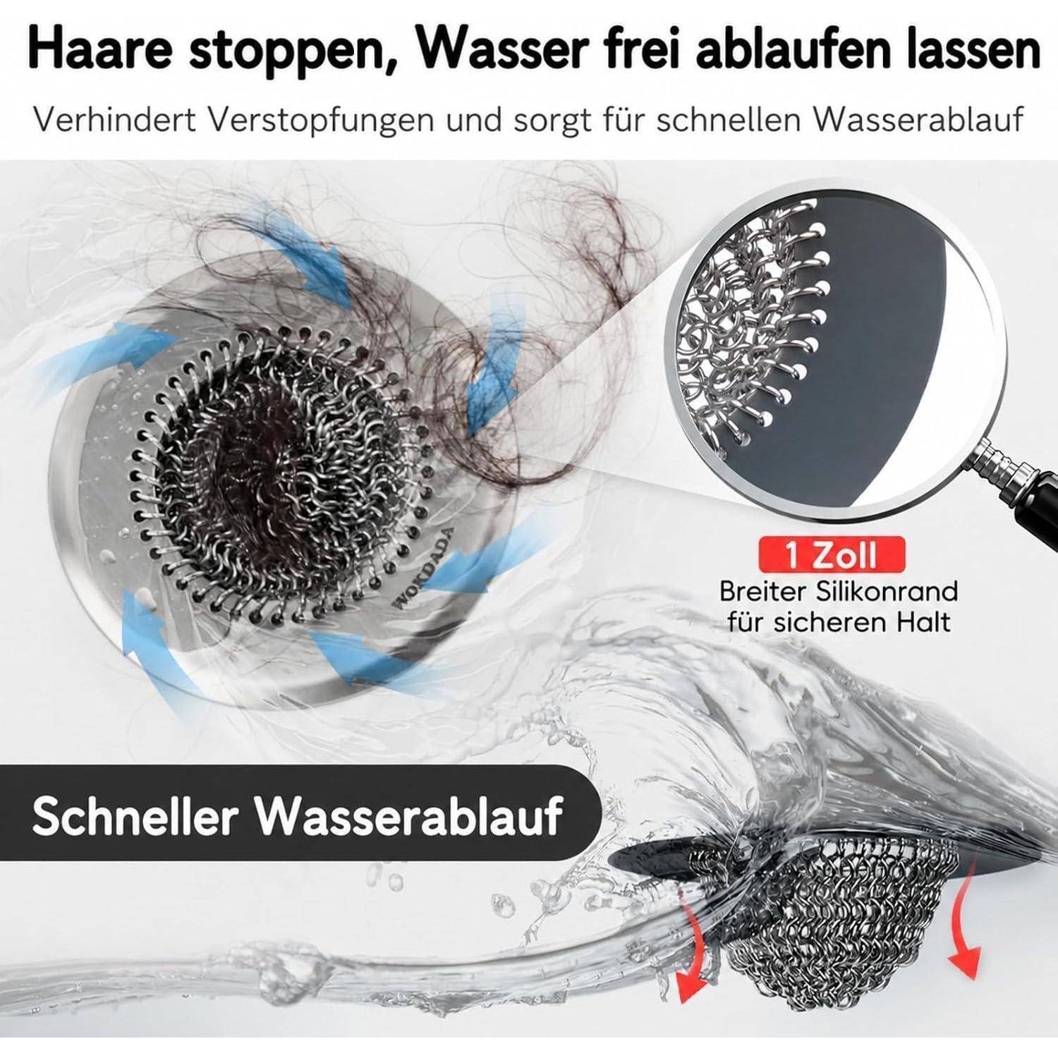 Harre bleiben stehen, Wasser fließt frei und 1 Zoll Silikon-Rand für sicheren Halt.