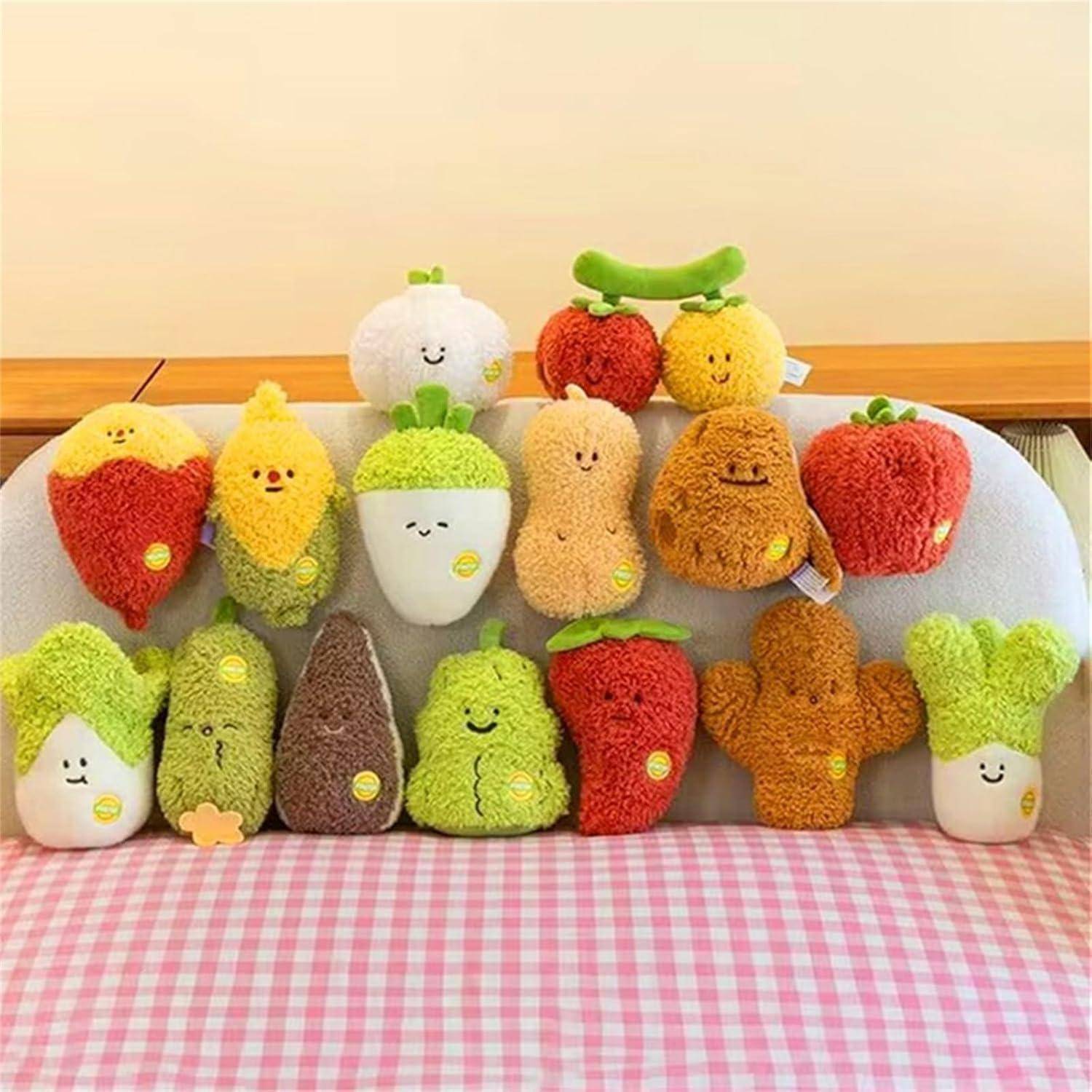 Obst Gemüse Plüschtiere, Niedlichen Obst Gemüse Kuscheltier, zum Spielen und Kuscheln, Weiches Schmusetier für Mädchen, Jungen, Babys (20 cm,Knob
