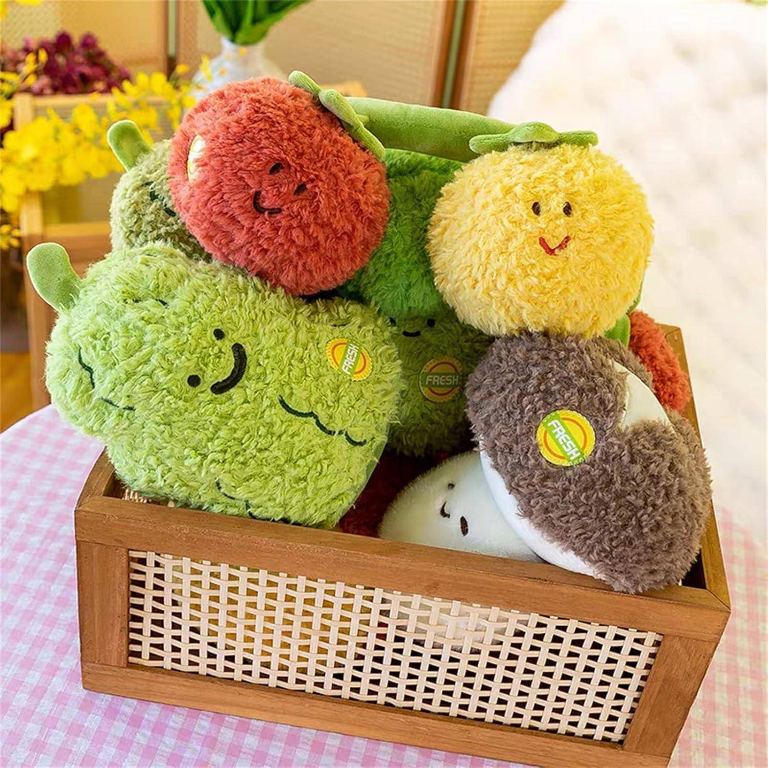 Obst Gemüse Plüschtiere, Niedlichen Obst Gemüse Kuscheltier, zum Spielen und Kuscheln, Weiches Schmusetier für Mädchen, Jungen, Babys (20 cm,Knob