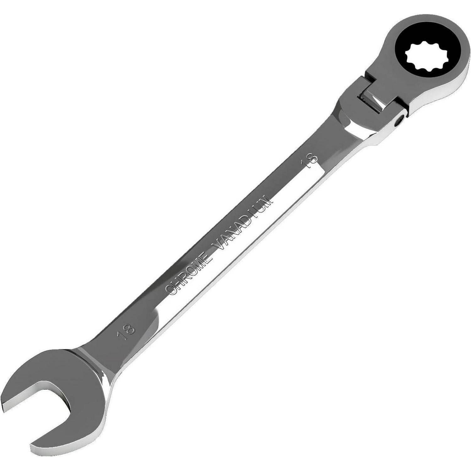 Egofine 18mm Ratchet Schlüssel Flex Kopf, Ratcheting Kombination Schlüssel Metrik, Industrie Grad Getriebe Spanner mit 12 Punkt Box Ende, 72-Zähne