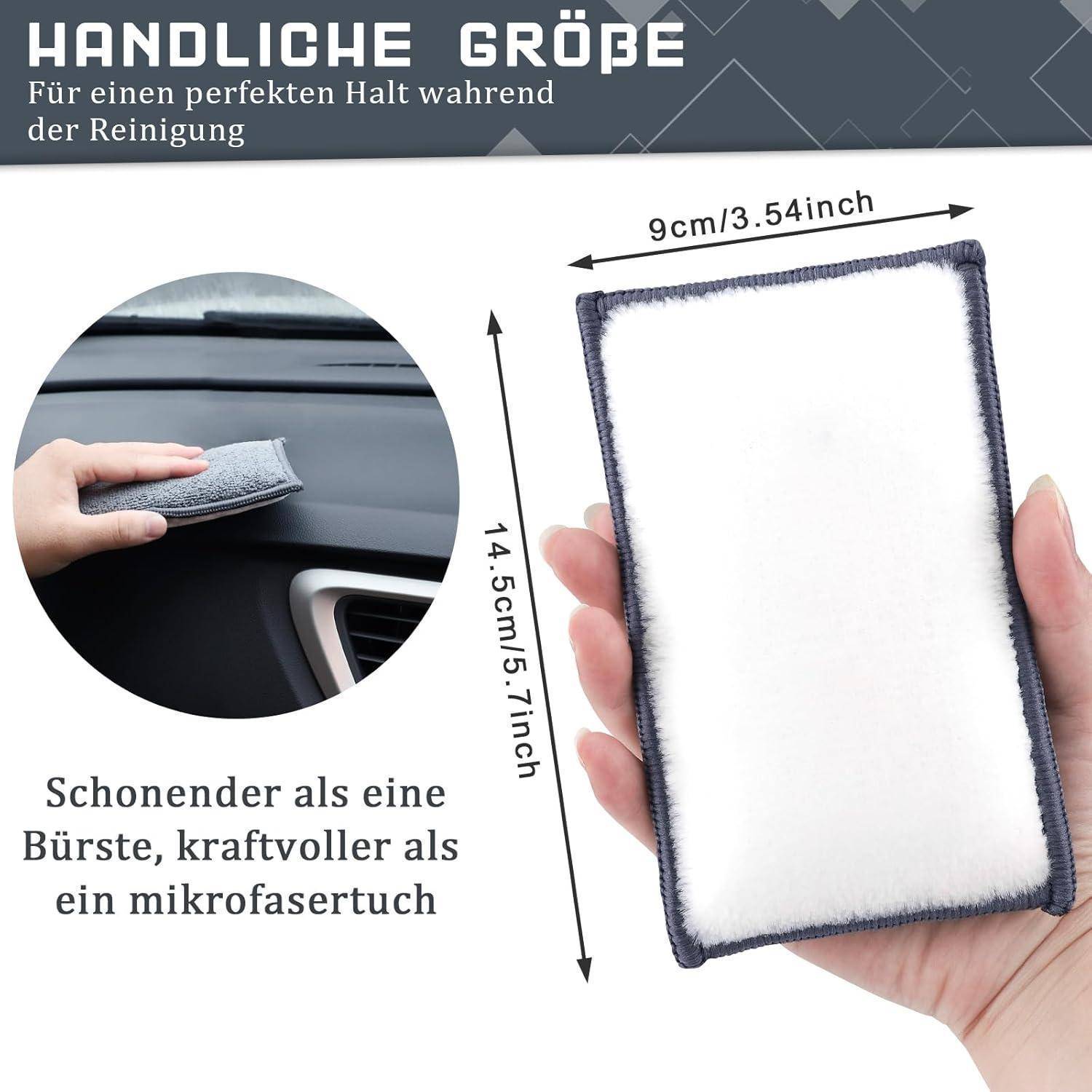 Auto Innenraum Scrub Pads Set, Mikrofaser Waschschwamm Reinigungspad für die Innen Reinigung Pflege von Kunststoff, Polster, Leder, Cockpit