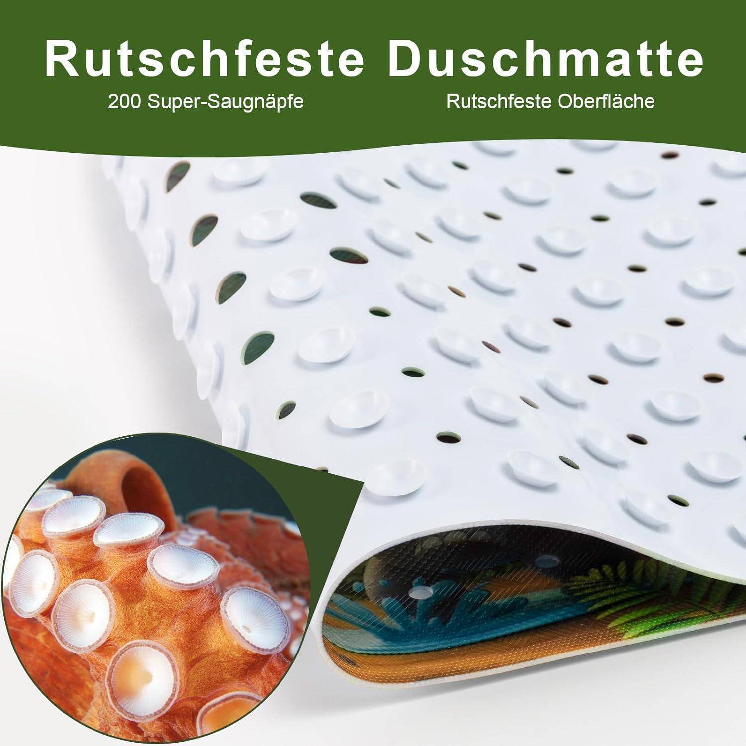 Werbung für eine rutschfeste Badematte mit „200 Super-Saugnäpfen