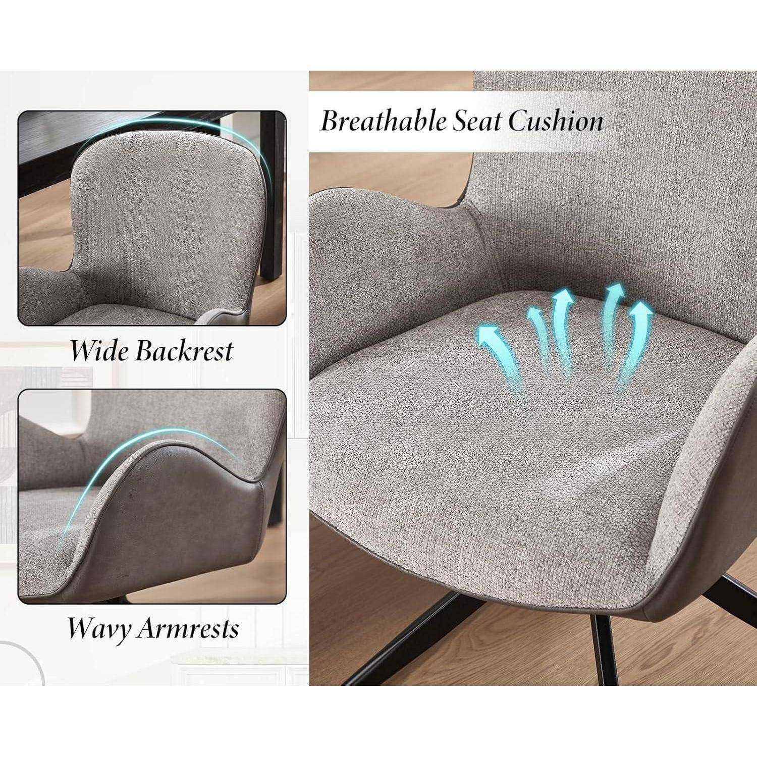 chairus Esszimmerstühle 4er Set 360°Küchenstühle Drehbar Gepolsterte Drehstühle Polsterstuhl Küche Chenille PU Leder Akzentstühle mit Rückenle