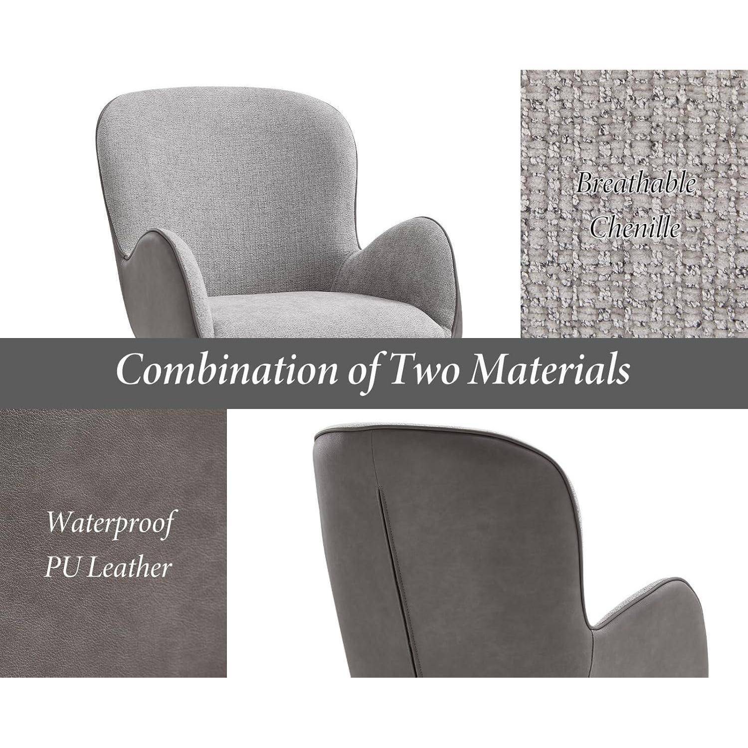 chairus Esszimmerstühle 4er Set 360°Küchenstühle Drehbar Gepolsterte Drehstühle Polsterstuhl Küche Chenille PU Leder Akzentstühle mit Rückenle